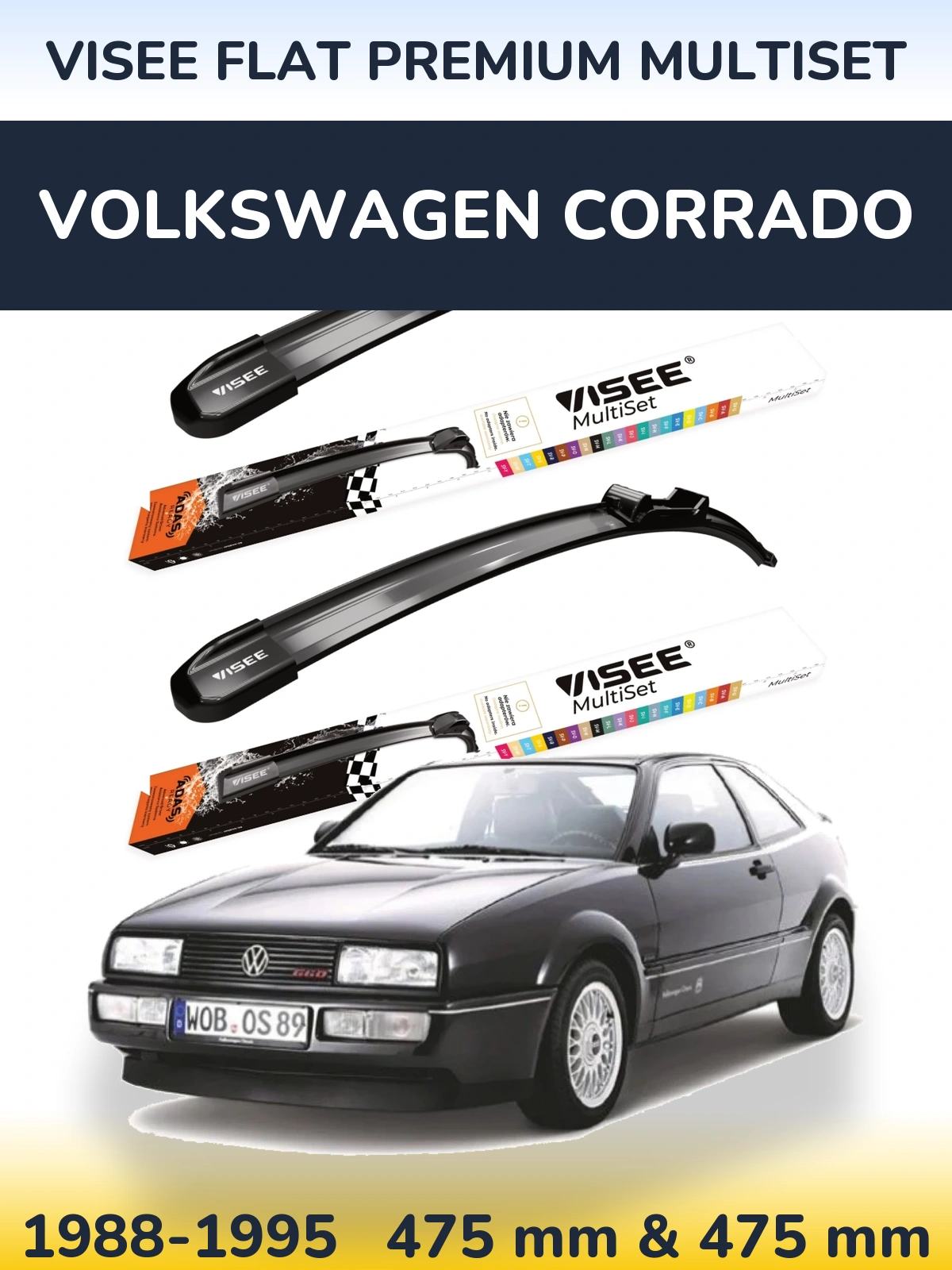Torkarblad VISEE FLAT PREMIUM MultiSet för Volkswagen Corrado