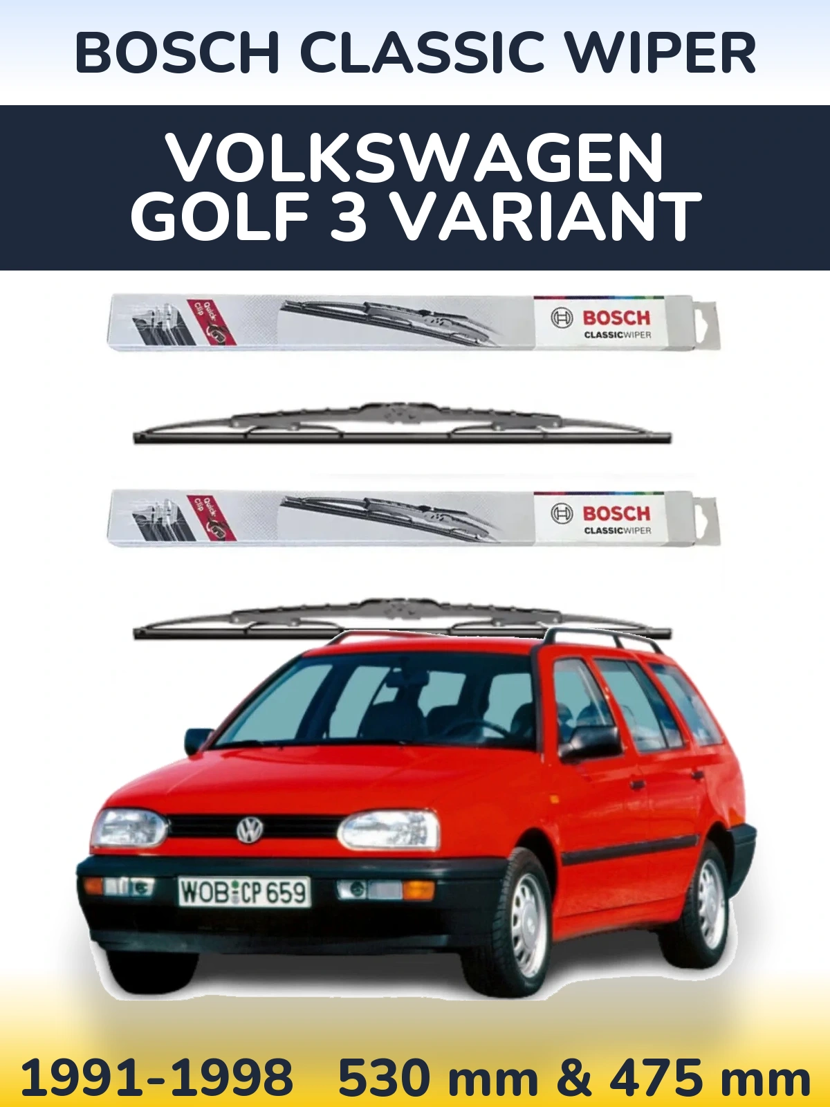 Torkarblad BOSCH Classic Wiper för Volkswagen Golf 3 Variant