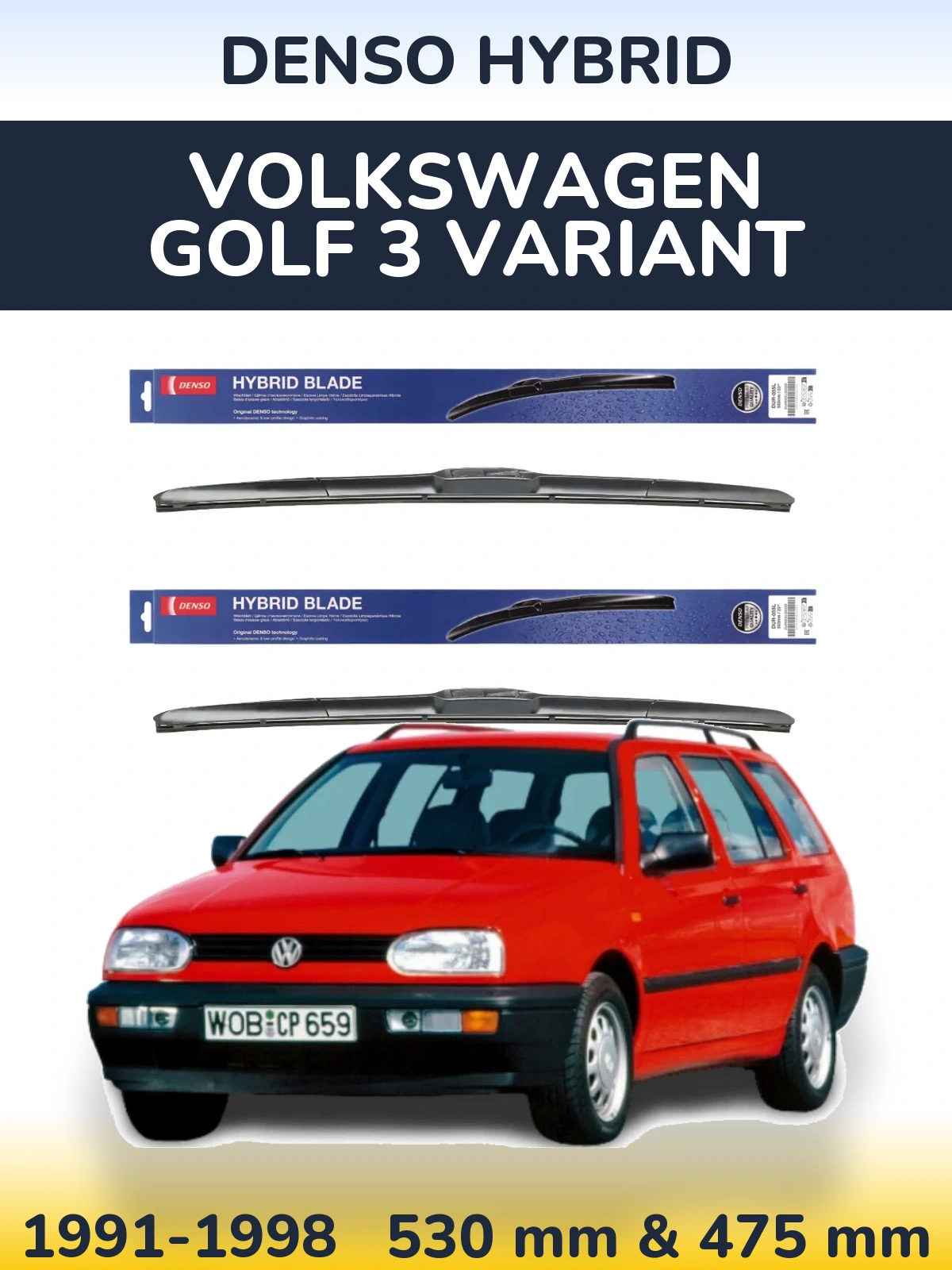 Torkarblad Denso Hybrid för Volkswagen Golf 3 Variant