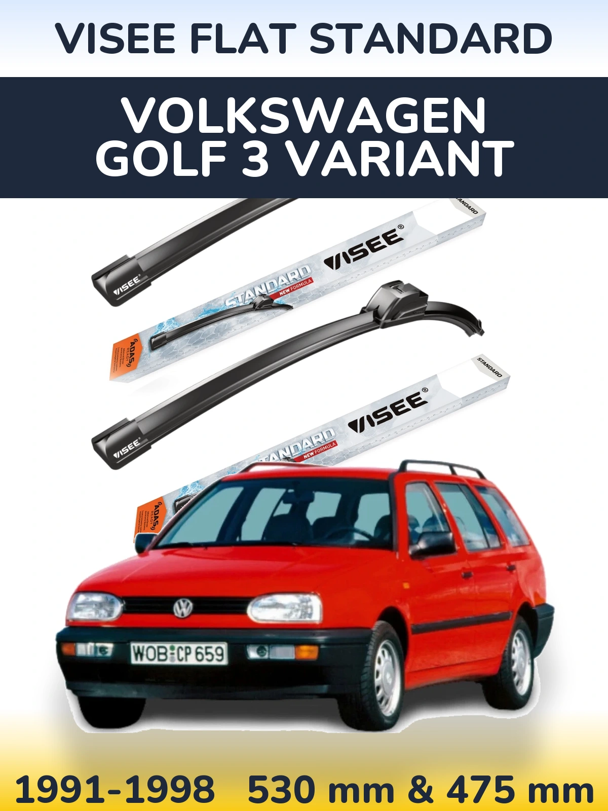 Torkarblad VISEE FLAT STANDARD för Volkswagen Golf 3 Variant
