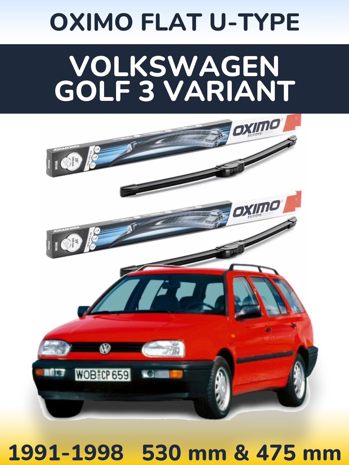 Torkarblad Oximo Flat U-type för Volkswagen Golf 3 Variant