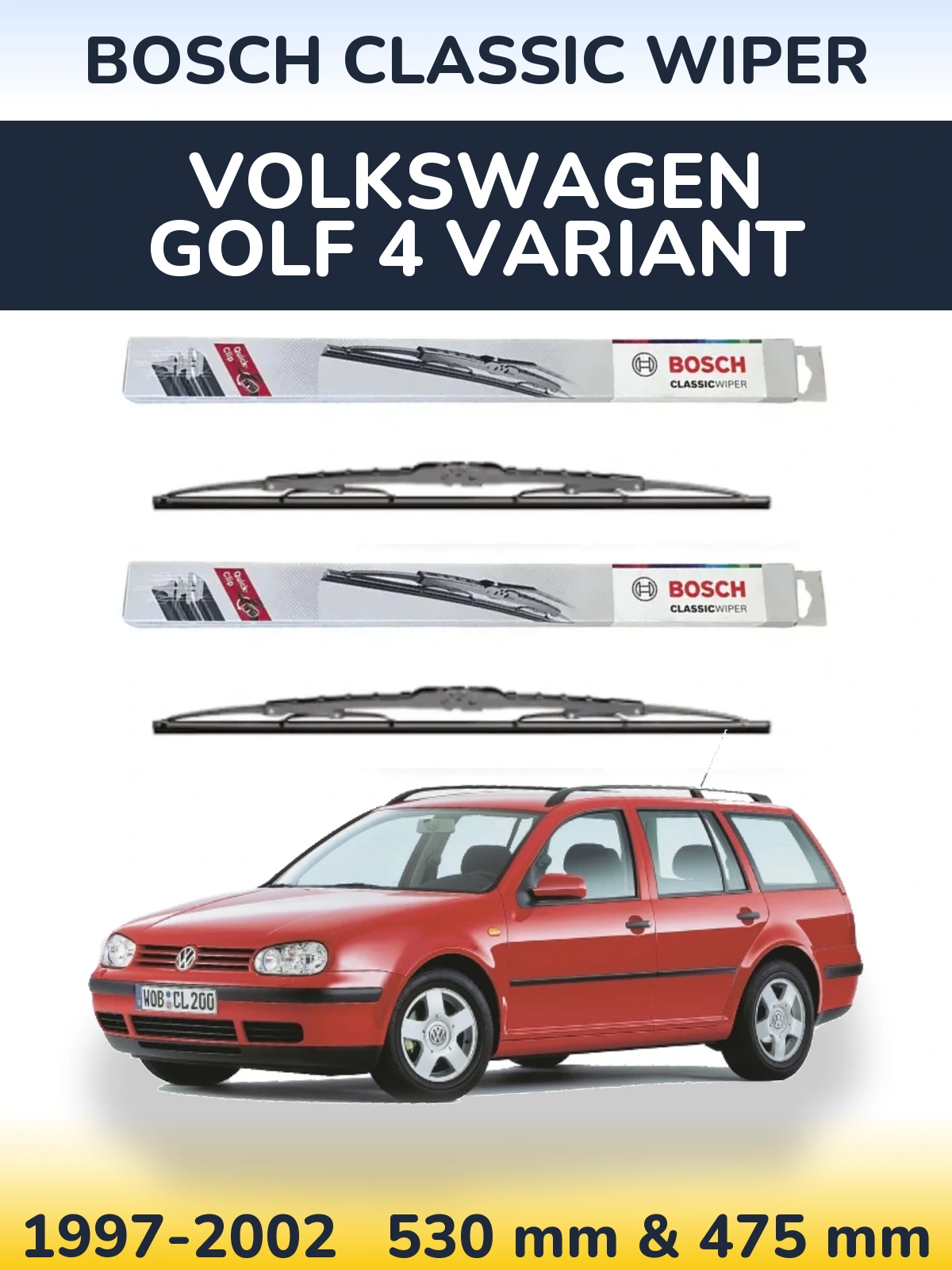 Torkarblad BOSCH Classic Wiper för Volkswagen Golf 4 Variant