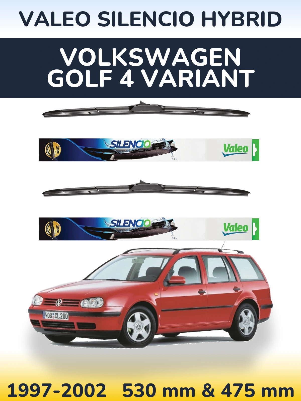 Torkarblad Valeo Silencio Hybrid för Volkswagen Golf 4 Variant
