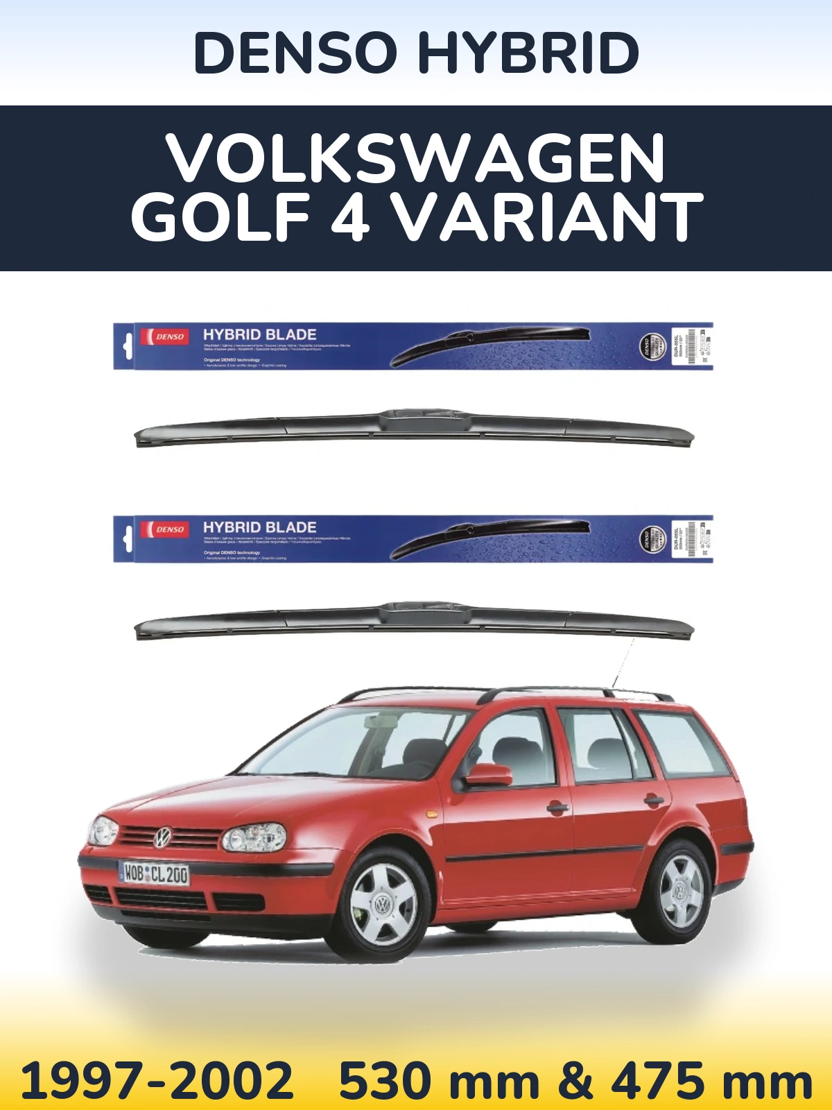 Torkarblad Denso Hybrid för Volkswagen Golf 4 Variant