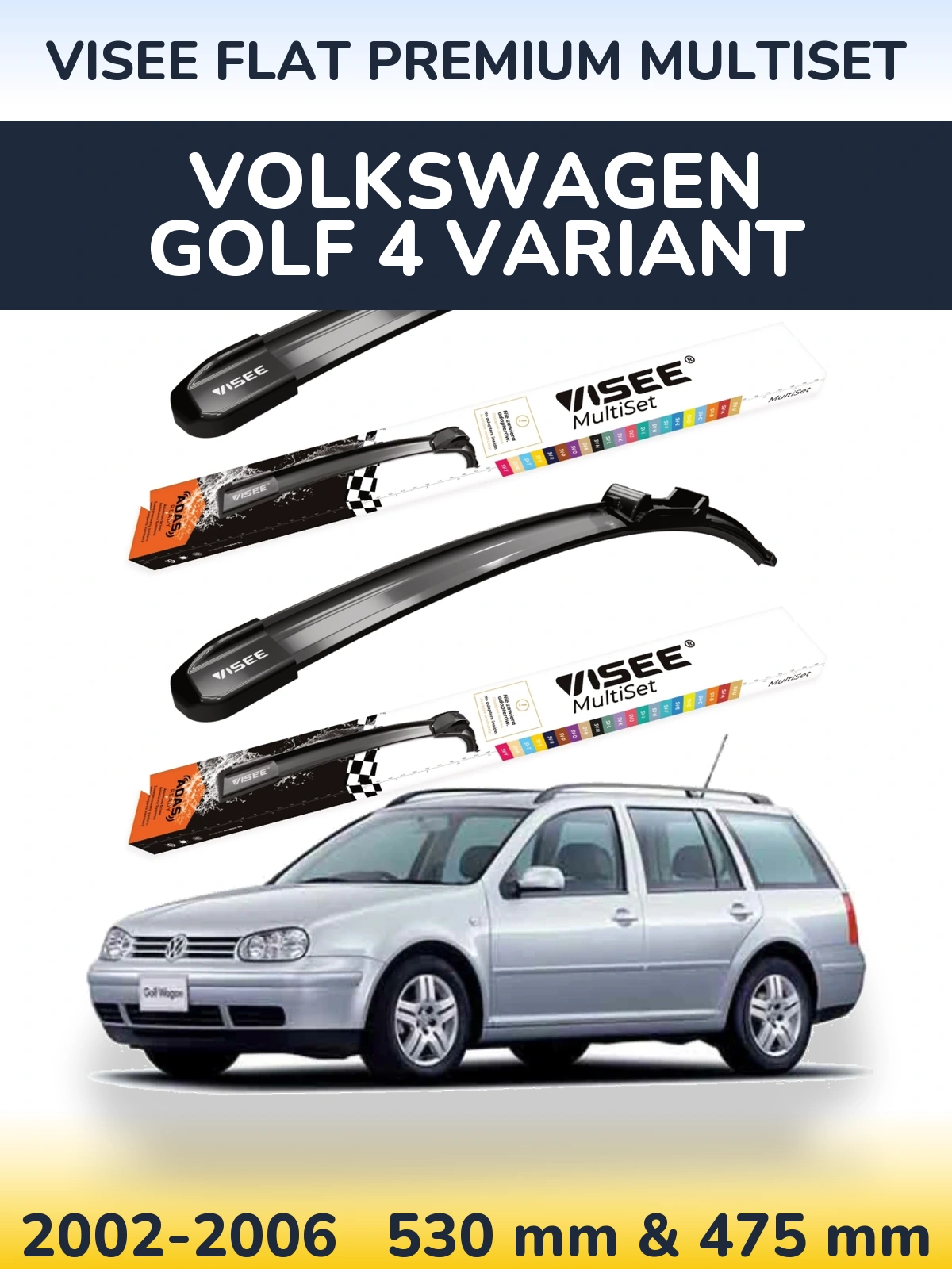 Torkarblad VISEE FLAT PREMIUM MultiSet för Volkswagen Golf 4 Variant