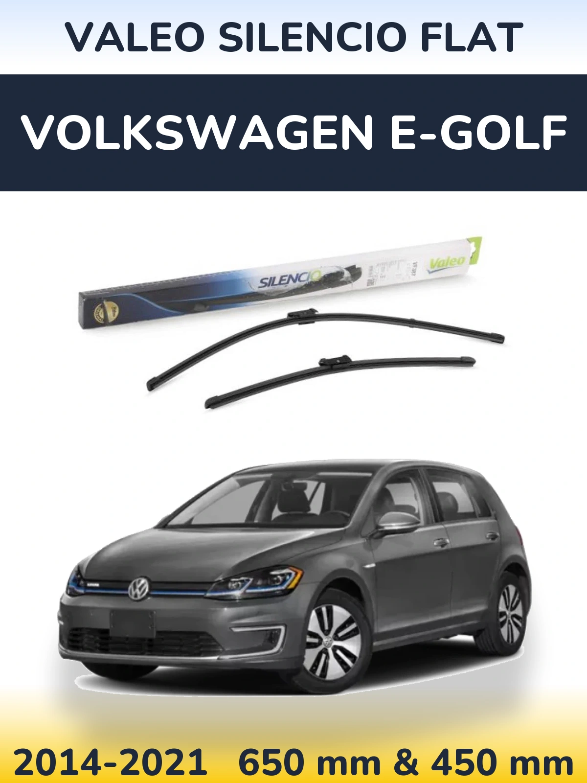 Комплект передніх щіток Valeo Silencio Flat 650 & 450 мм для Volkswagen e-Golf 2014-2021