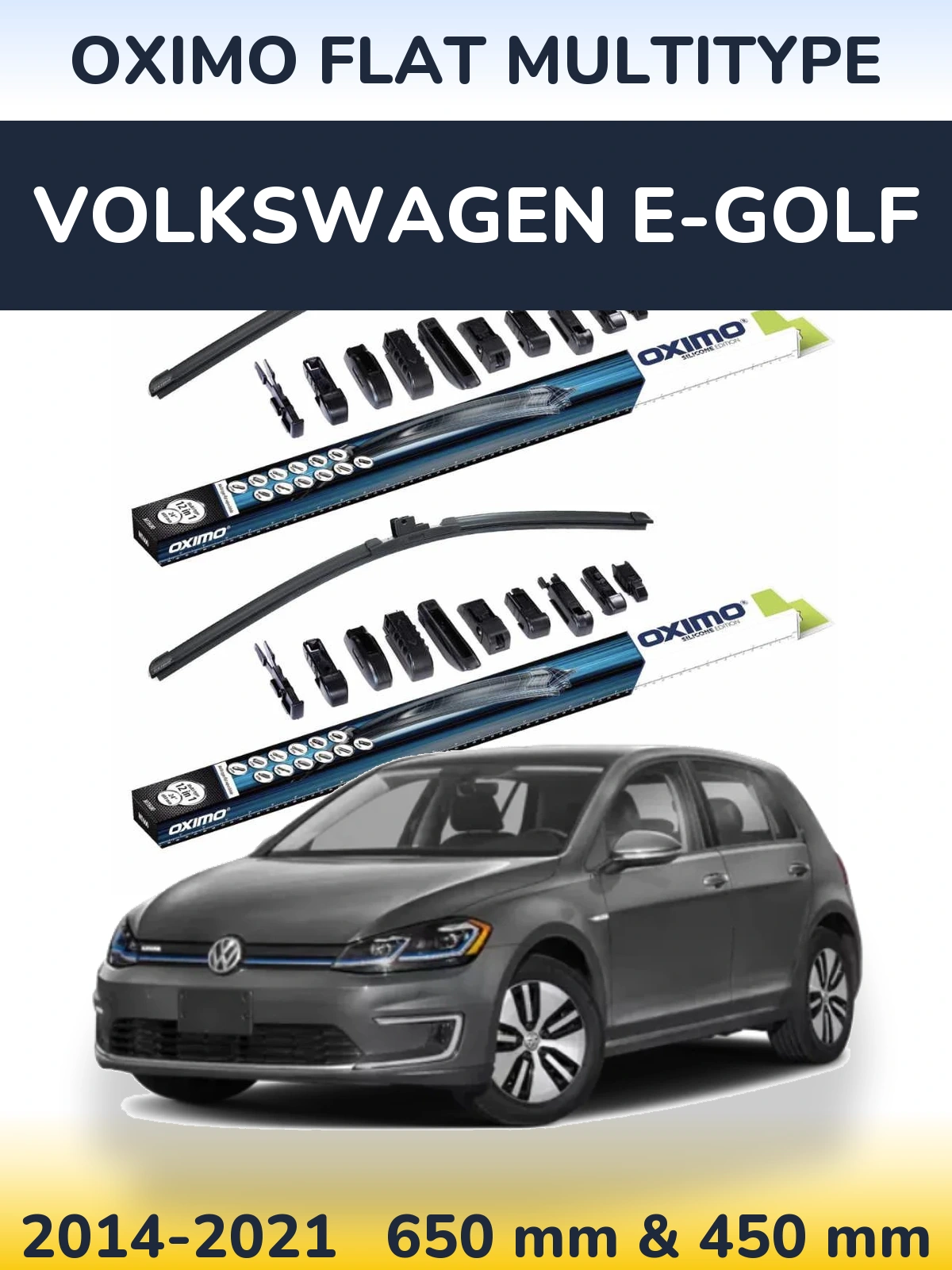 Комплект передніх щіток Oximo Flat MultiТипe 650 & 450 мм для Volkswagen e-Golf 2014-2021