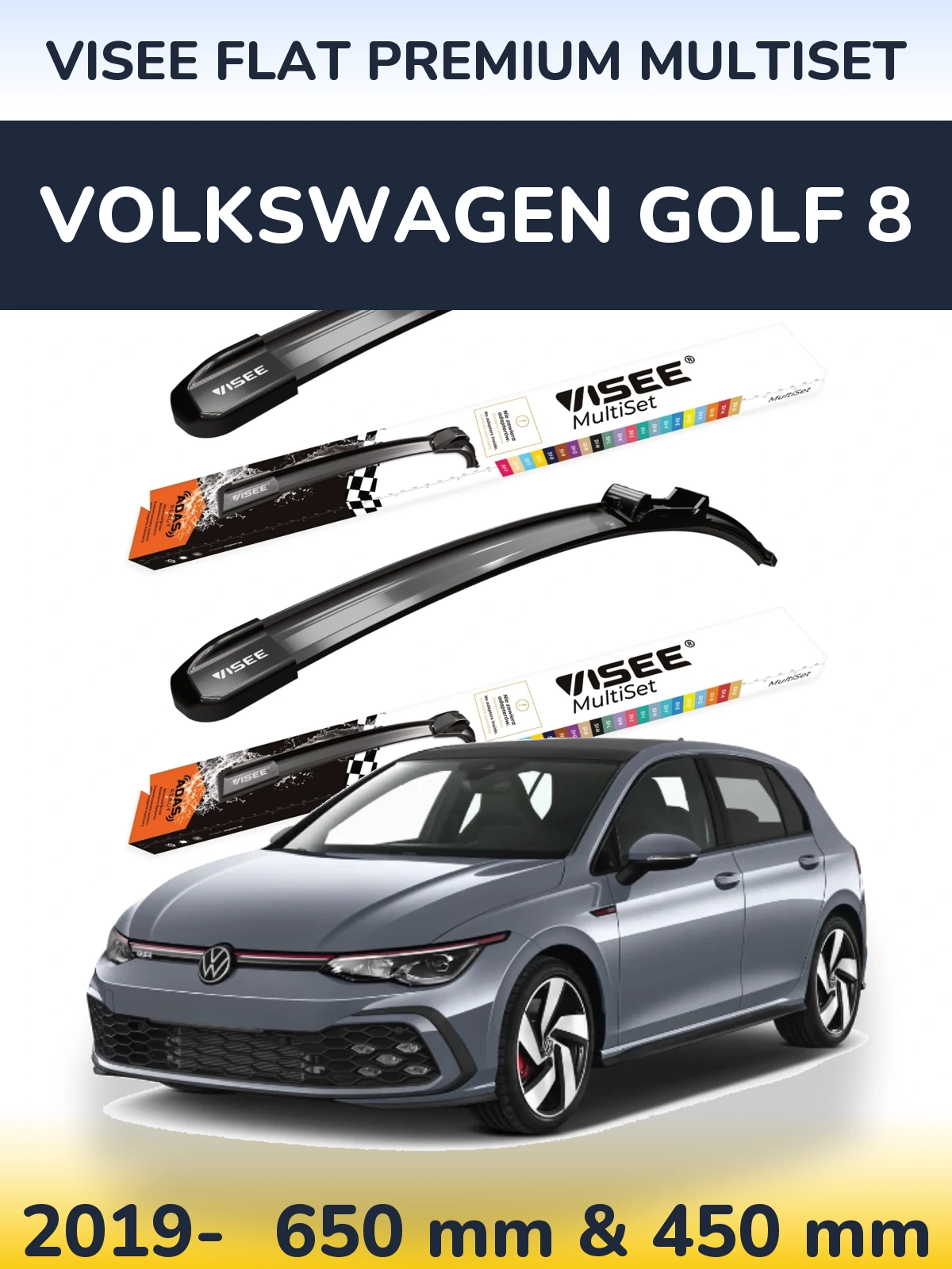 Torkarblad VISEE FLAT PREMIUM MultiSet för Volkswagen Golf 8
