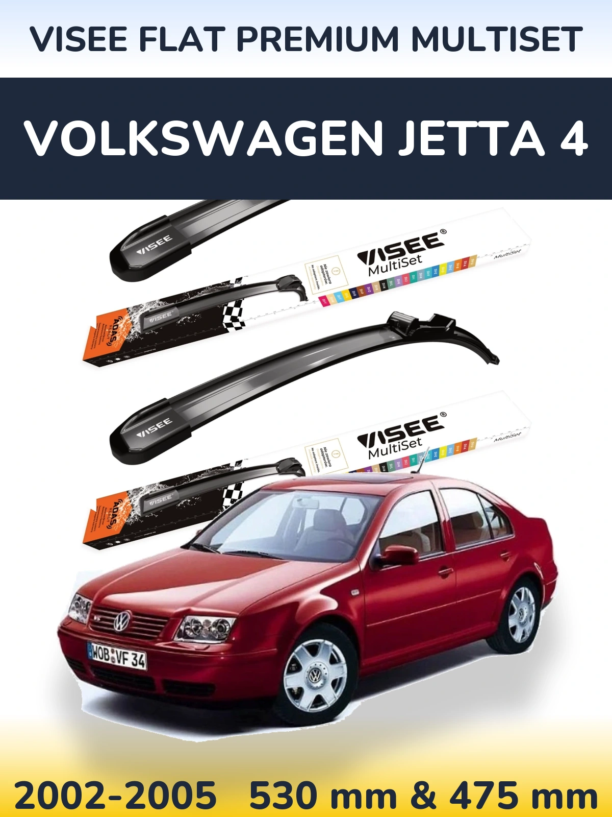 Torkarblad VISEE FLAT PREMIUM MultiSet för Volkswagen Jetta 4