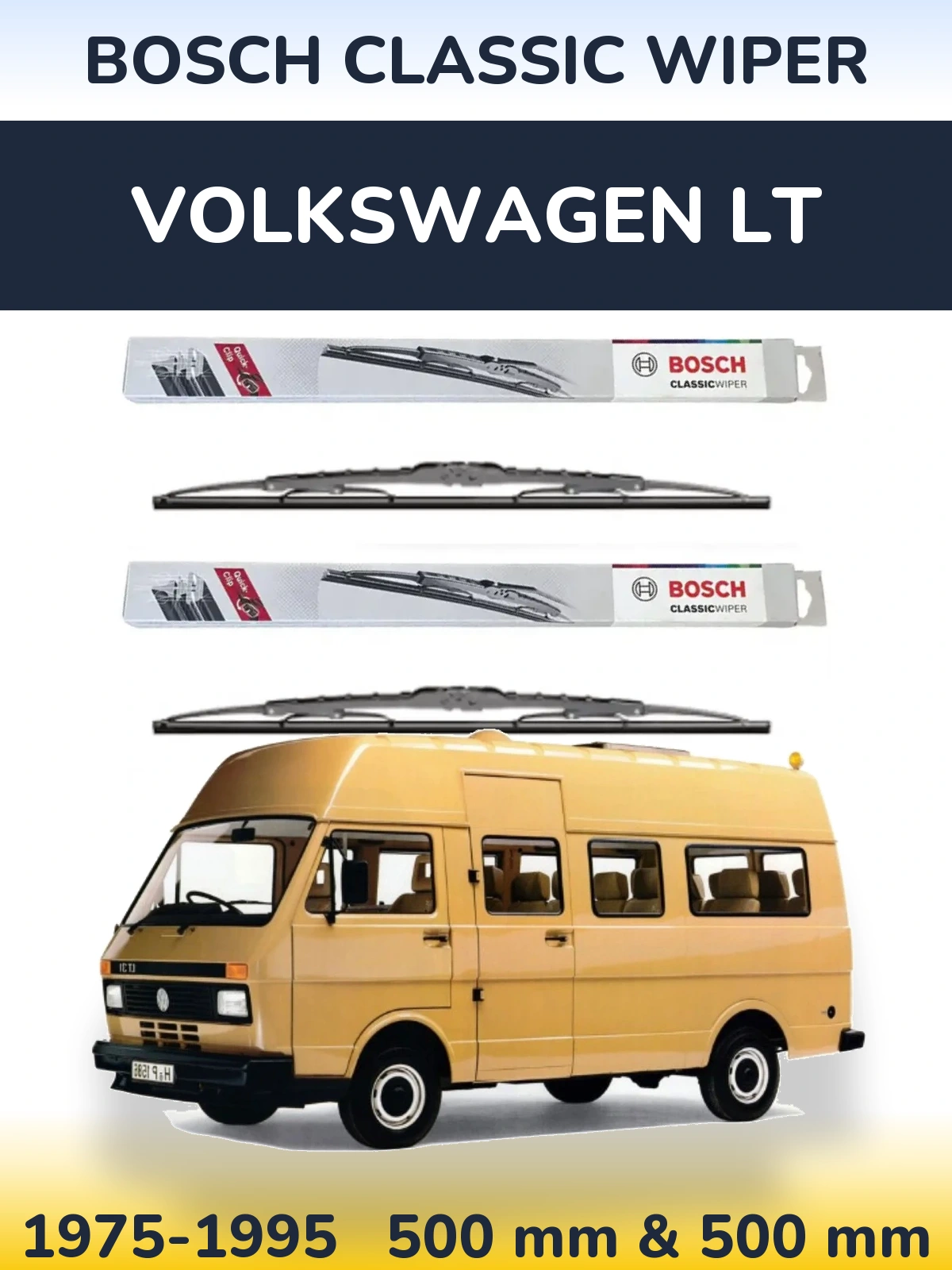 Комплект передніх щіток BOSCH Classic Wiper 500 & 500 мм для Volkswagen LT 1975-1995