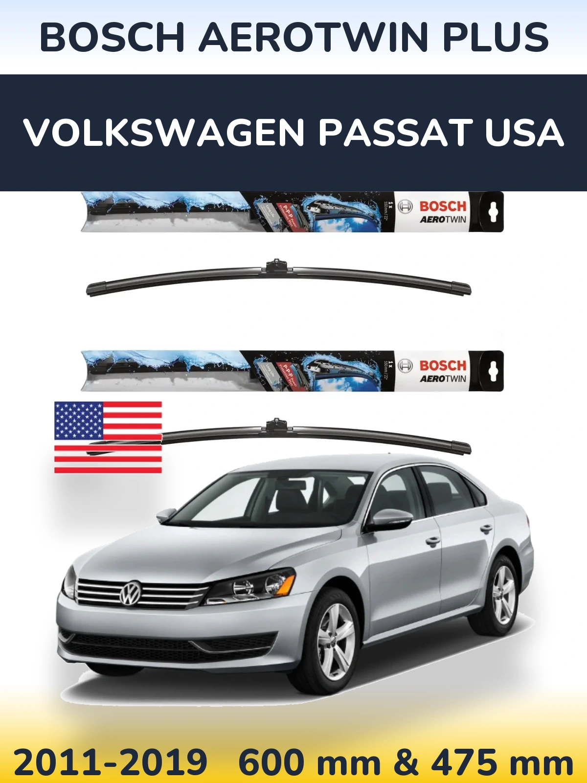 Torkarblad BOSCH AeroTwin Plus för Volkswagen Passat USA