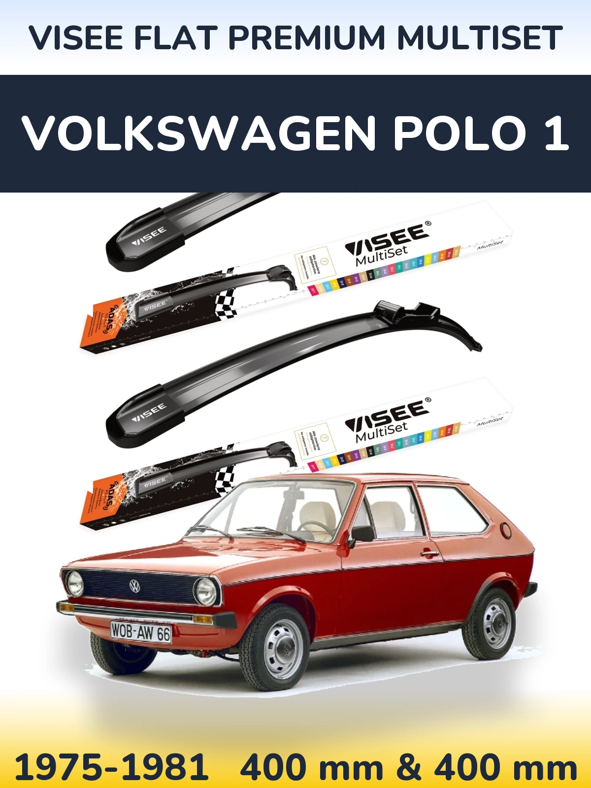 Torkarblad VISEE FLAT PREMIUM MultiSet för Volkswagen Polo 1