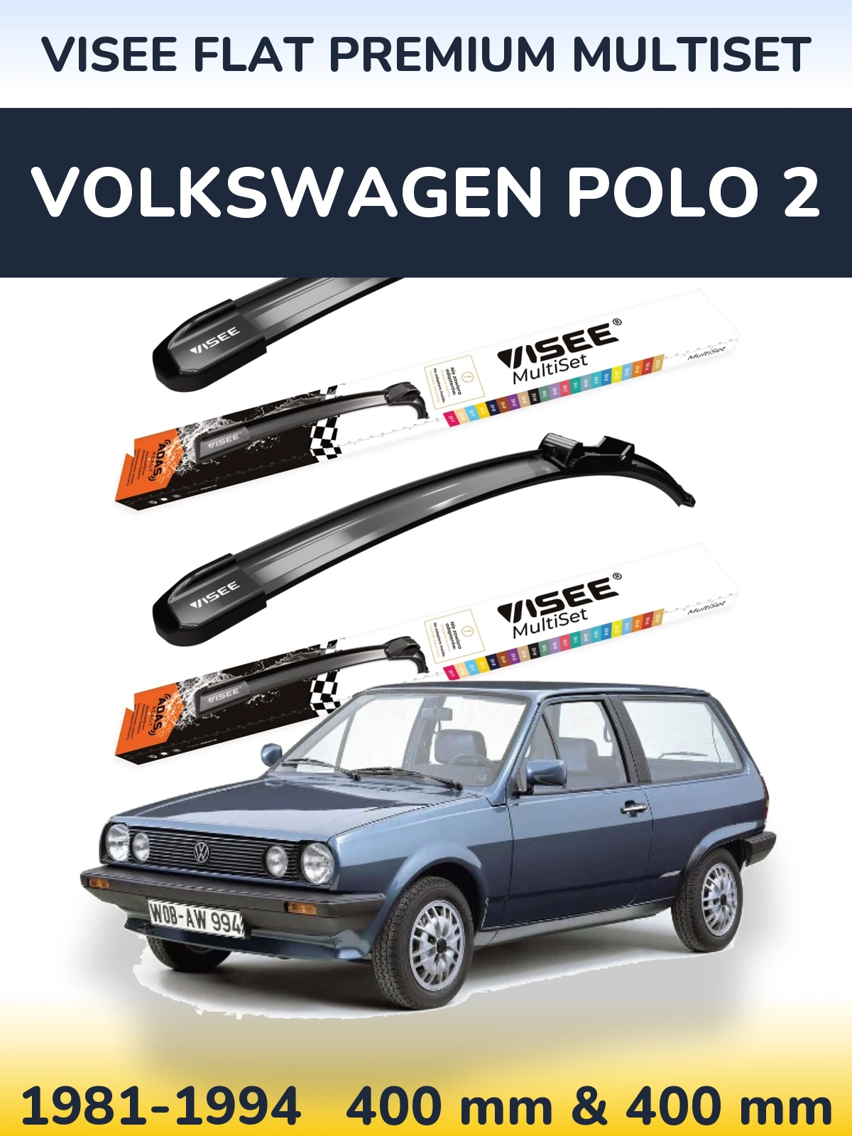 Torkarblad VISEE FLAT PREMIUM MultiSet för Volkswagen Polo 2