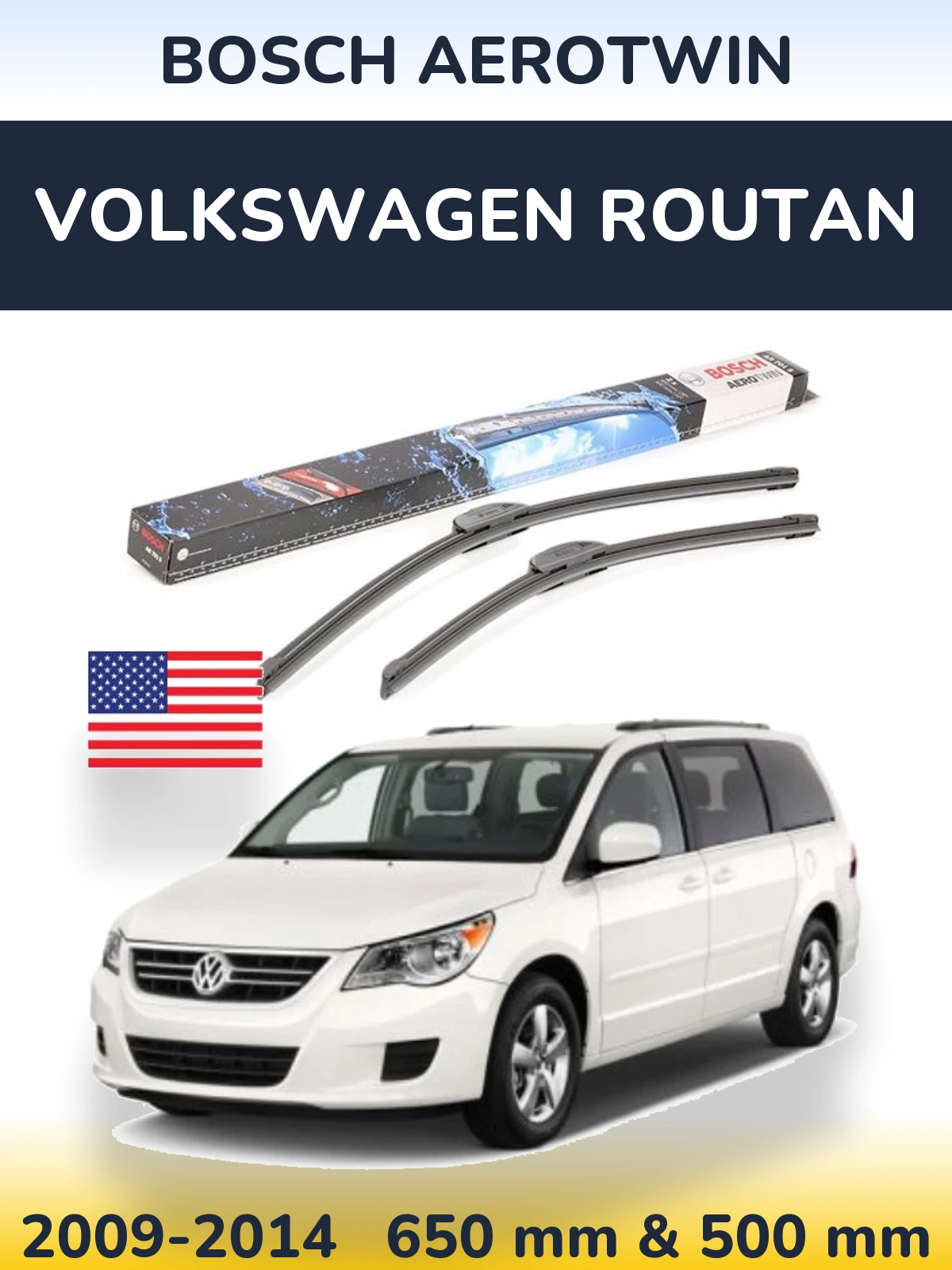 Комплект передніх щіток BOSCH AeroTwin 650 & 500 мм для Volkswagen Routan 2009-2014