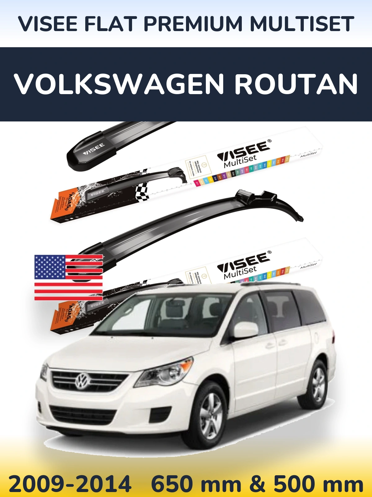 Torkarblad VISEE FLAT PREMIUM MultiSet för Volkswagen Routan