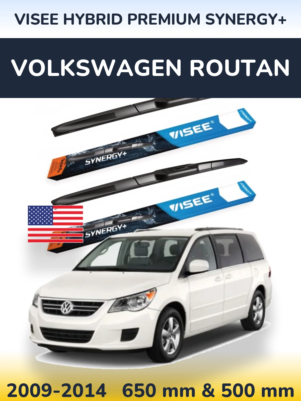 Комплект передніх щіток VISEE HYBRID PREMIUM SYNERGY+ 650 & 500 мм для Volkswagen Routan 2009-2014