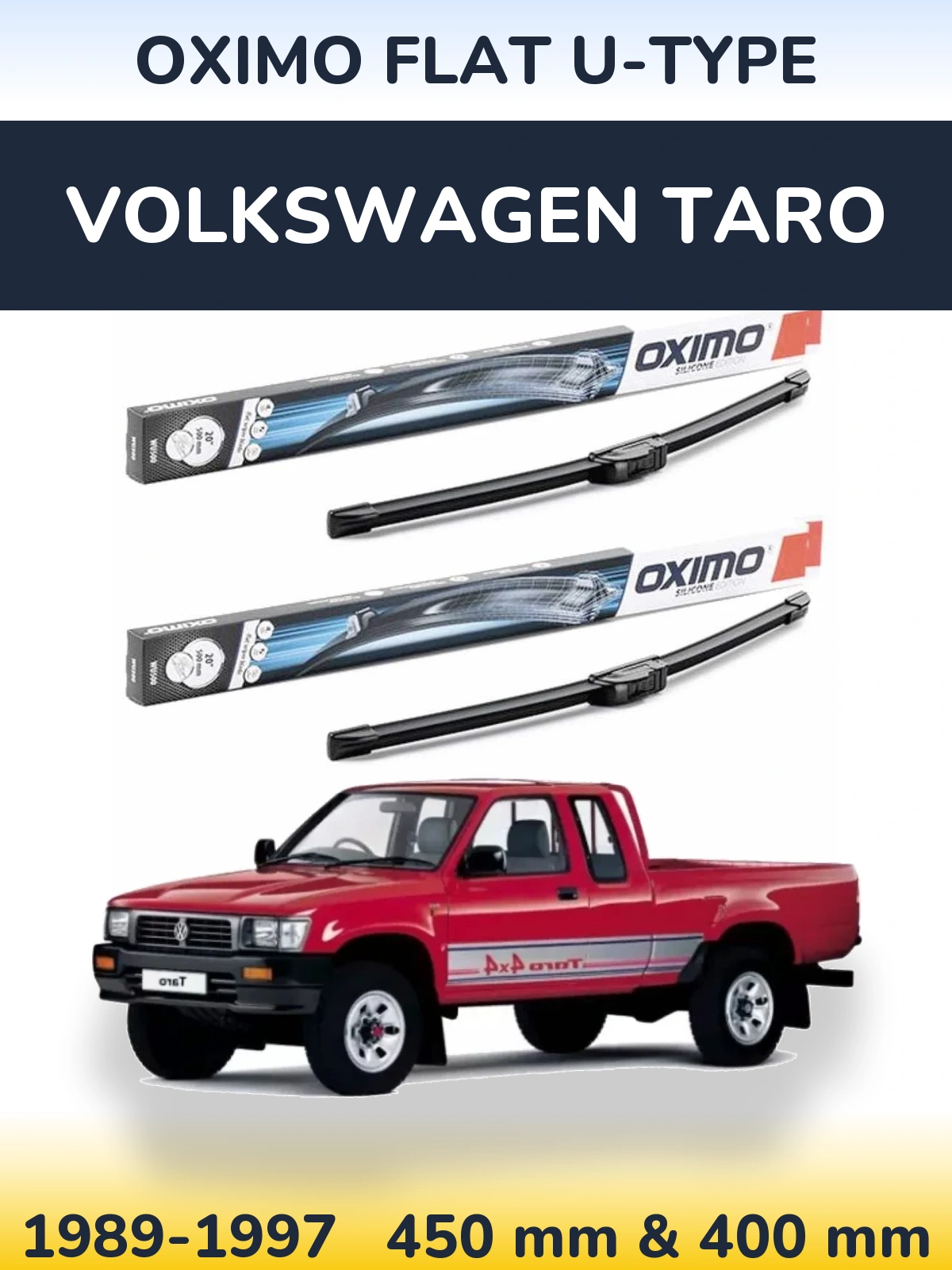 Комплект передних дворников Oximo Flat U-type 450 & 400 мм для Volkswagen Taro 1989-1997