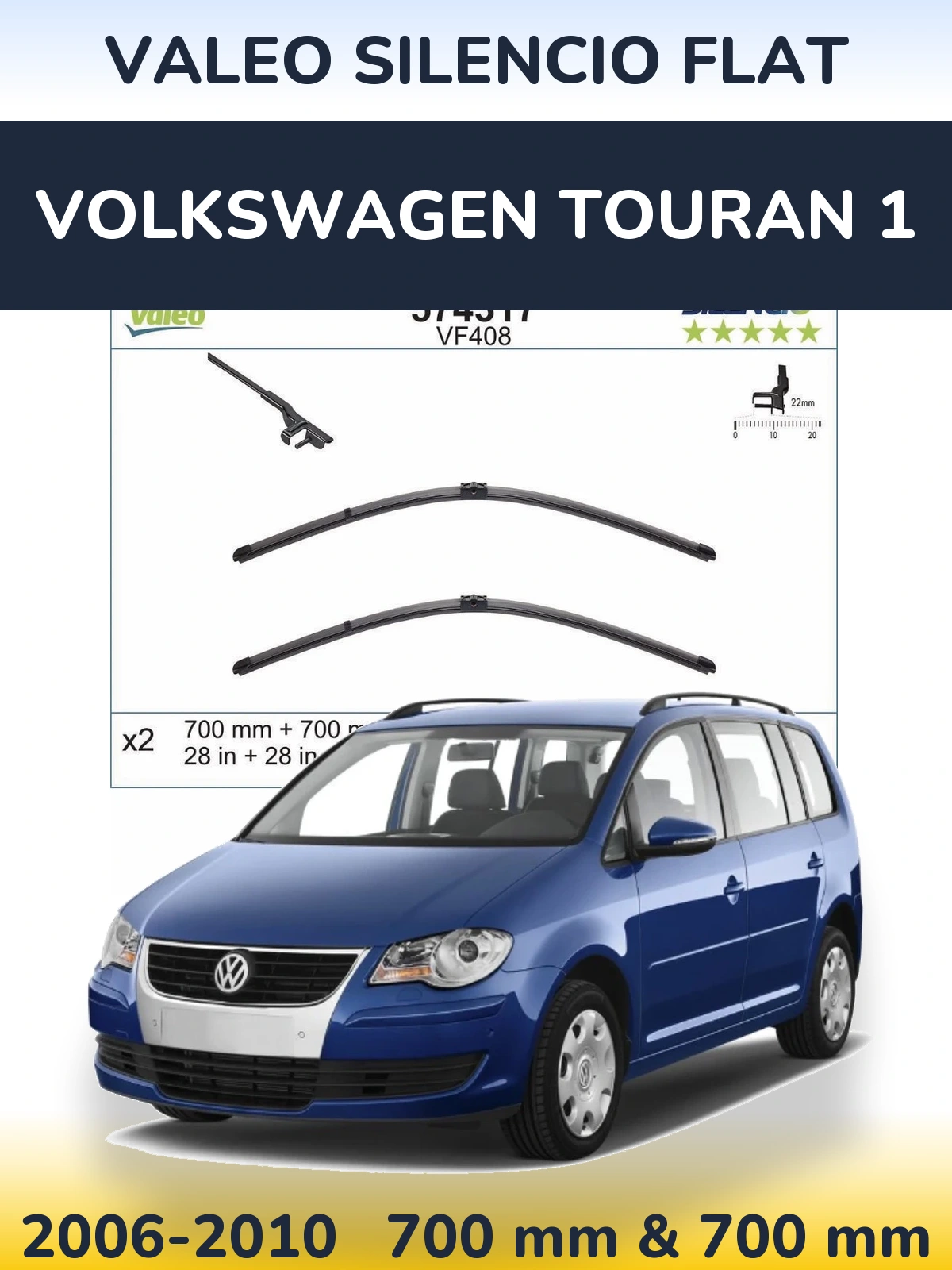 Torkarblad Valeo Silencio Flat för Volkswagen Touran 1