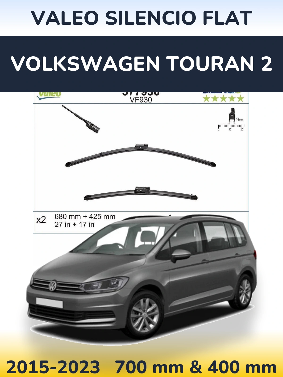 Torkarblad Valeo Silencio Flat för Volkswagen Touran 2