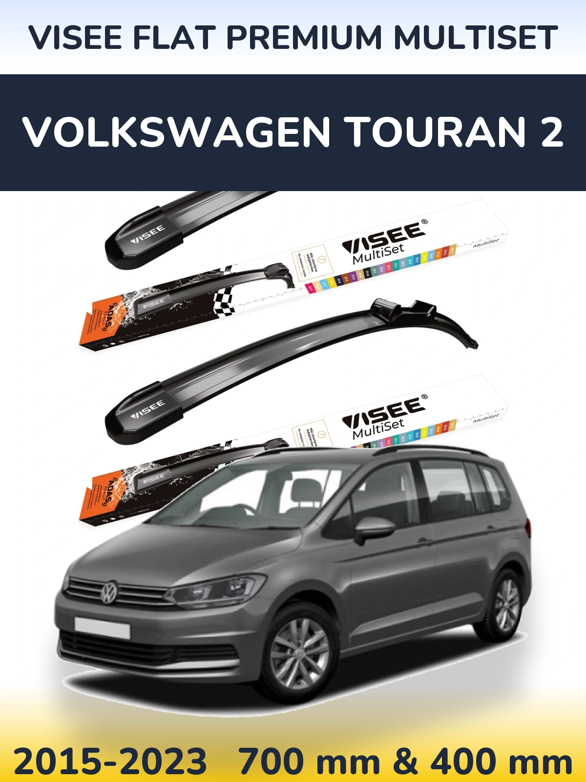 Torkarblad VISEE FLAT PREMIUM MultiSet för Volkswagen Touran 2