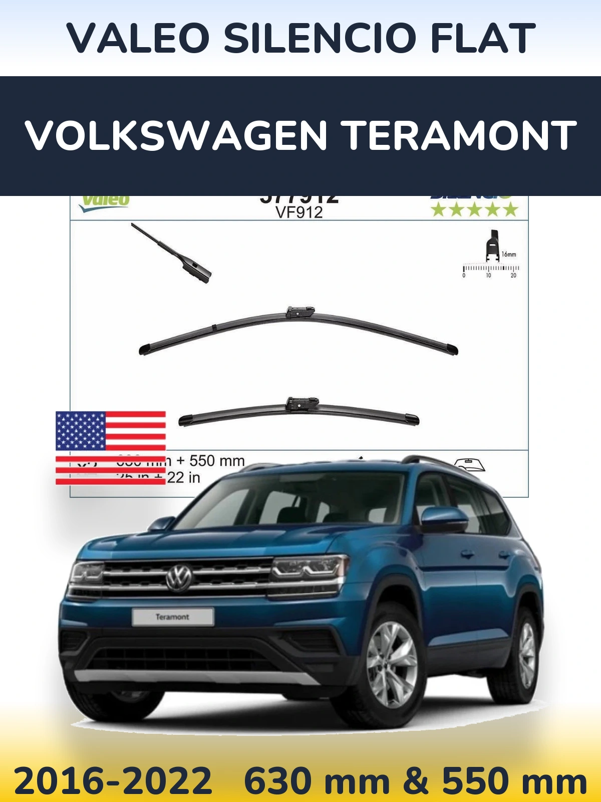 Torkarblad Valeo Silencio Flat för Volkswagen Teramont