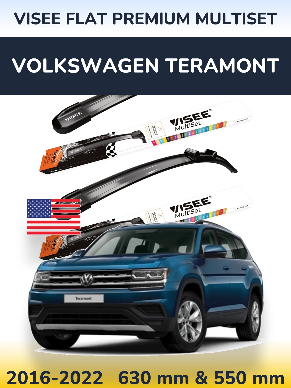 Torkarblad VISEE FLAT PREMIUM MultiSet för Volkswagen Teramont