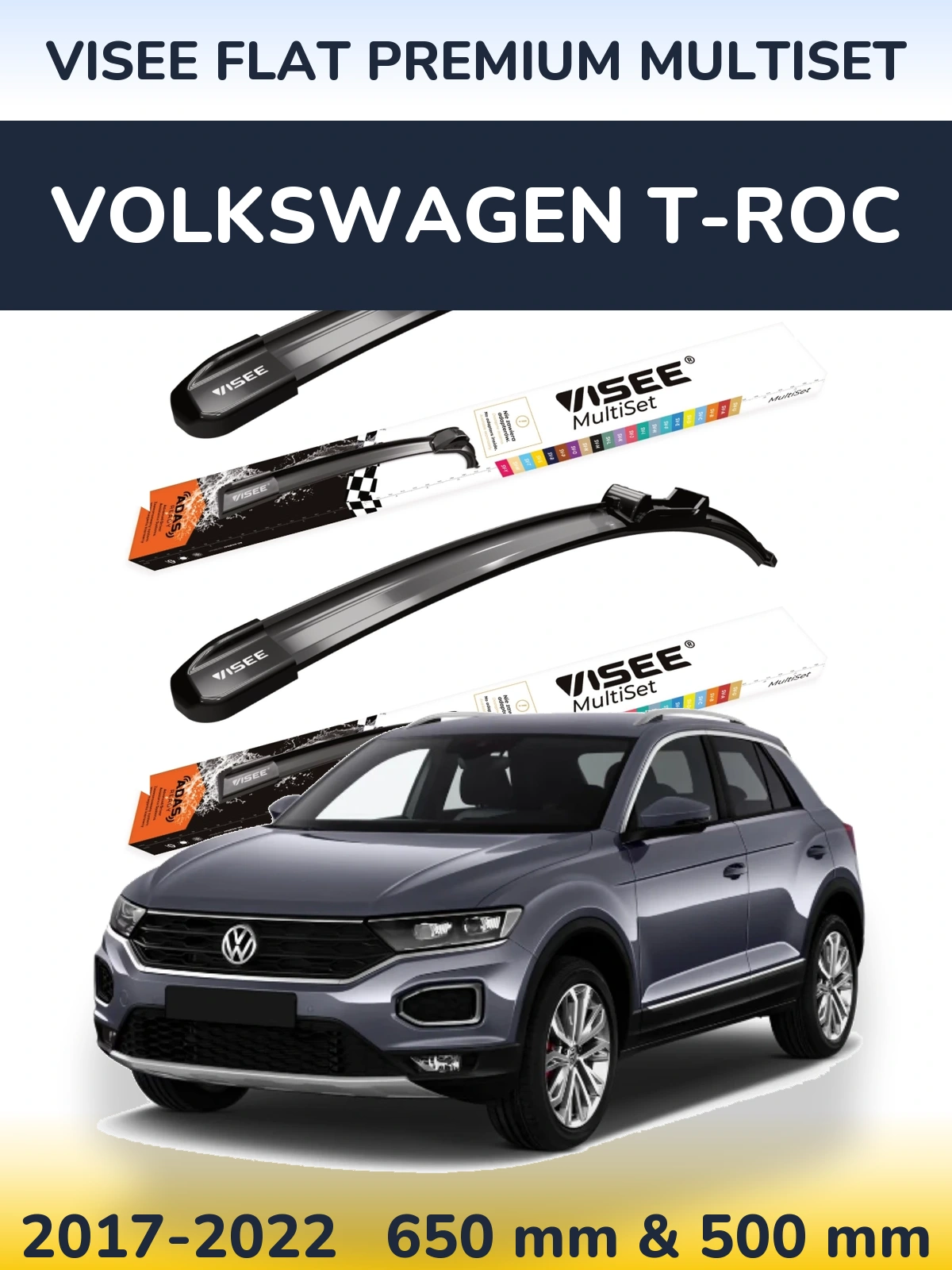 Torkarblad VISEE FLAT PREMIUM MultiSet för Volkswagen T-Roc