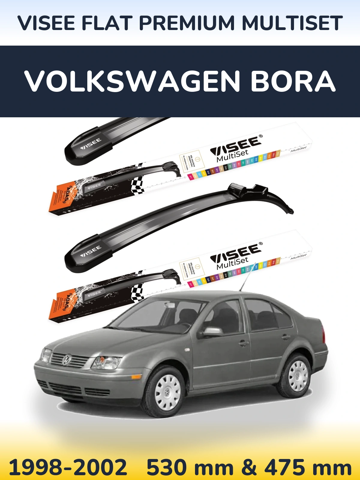 Torkarblad VISEE FLAT PREMIUM MultiSet för Volkswagen Bora