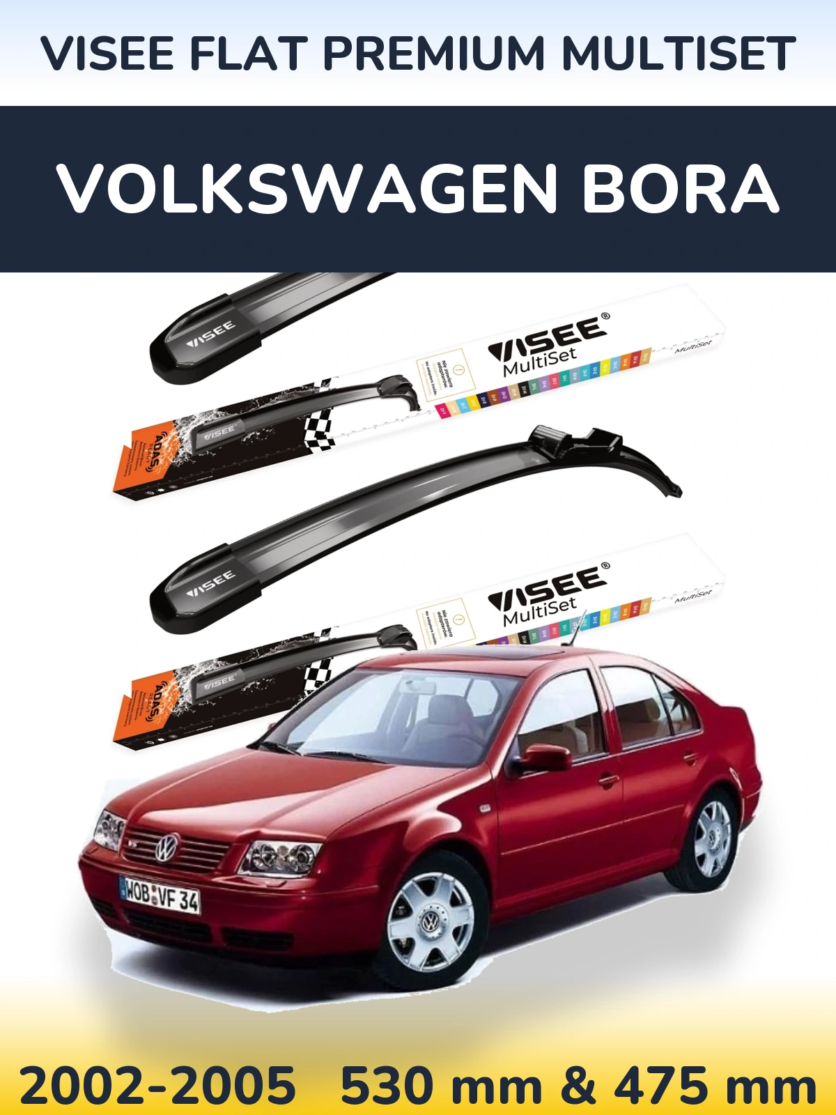 Torkarblad VISEE FLAT PREMIUM MultiSet för Volkswagen Bora