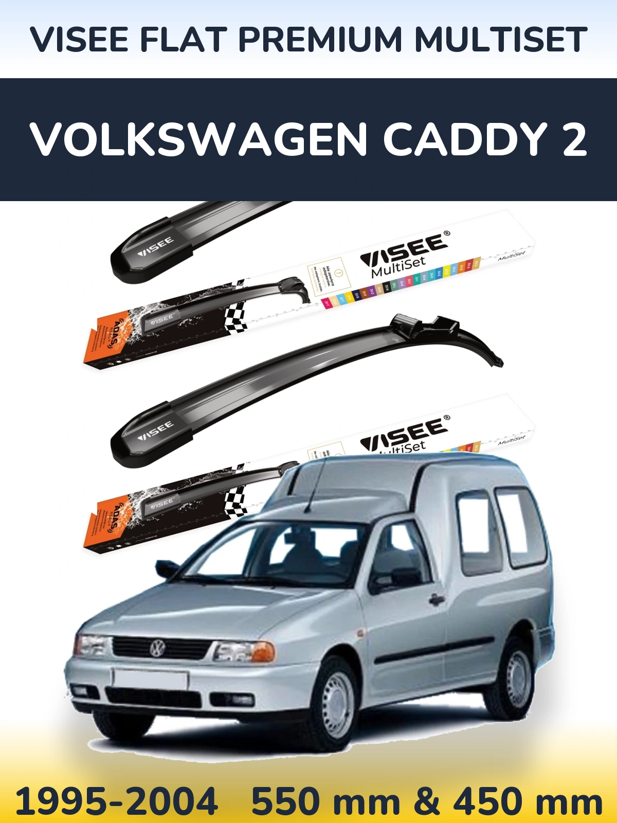 Torkarblad VISEE FLAT PREMIUM MultiSet för Volkswagen Caddy 2