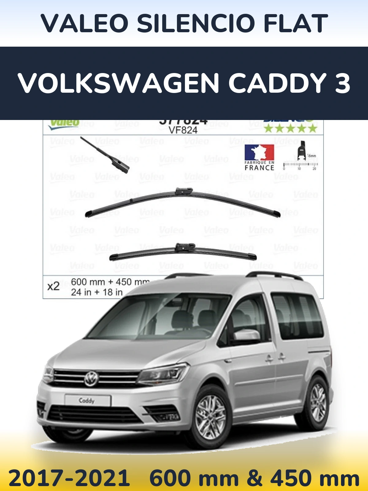 Torkarblad Valeo Silencio Flat för Volkswagen Caddy 3