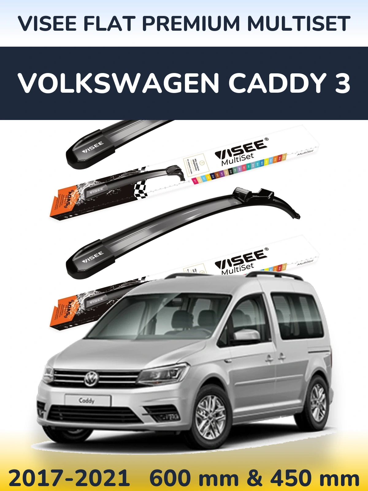 Torkarblad VISEE FLAT PREMIUM MultiSet för Volkswagen Caddy 3