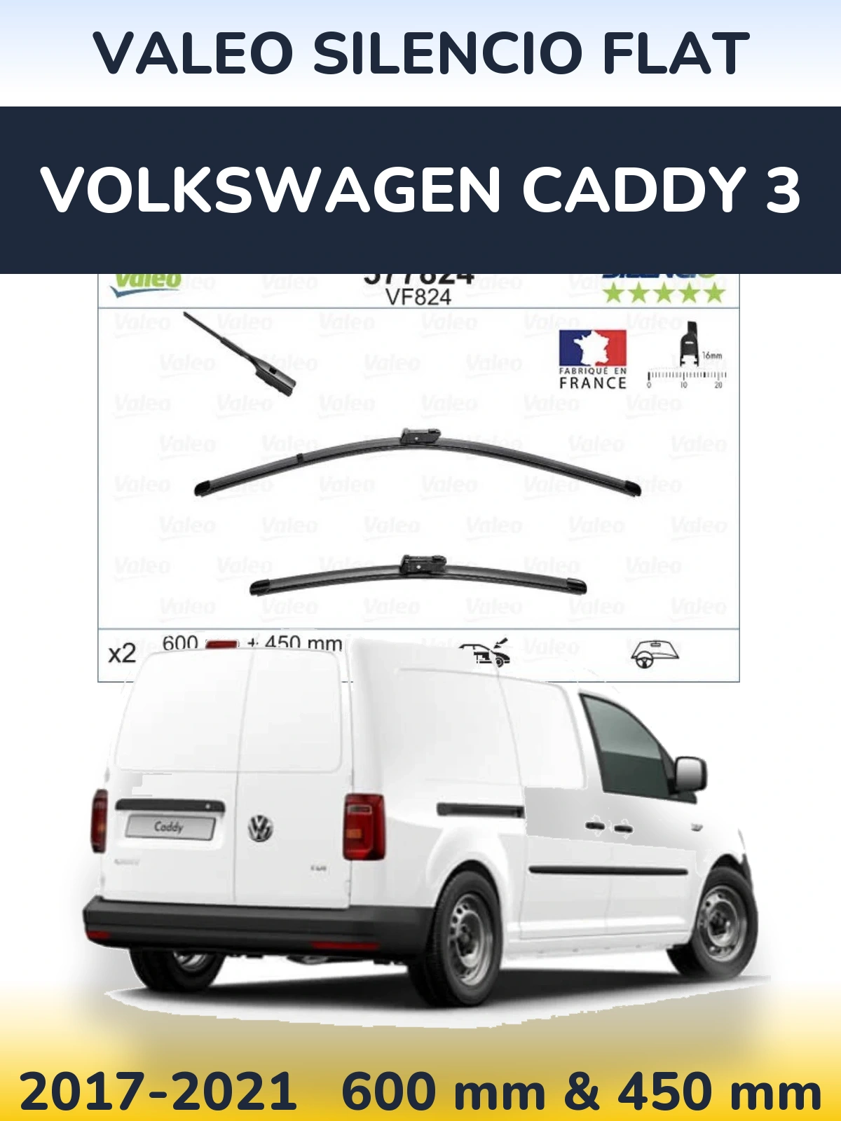 Torkarblad Valeo Silencio Flat för Volkswagen Caddy 3