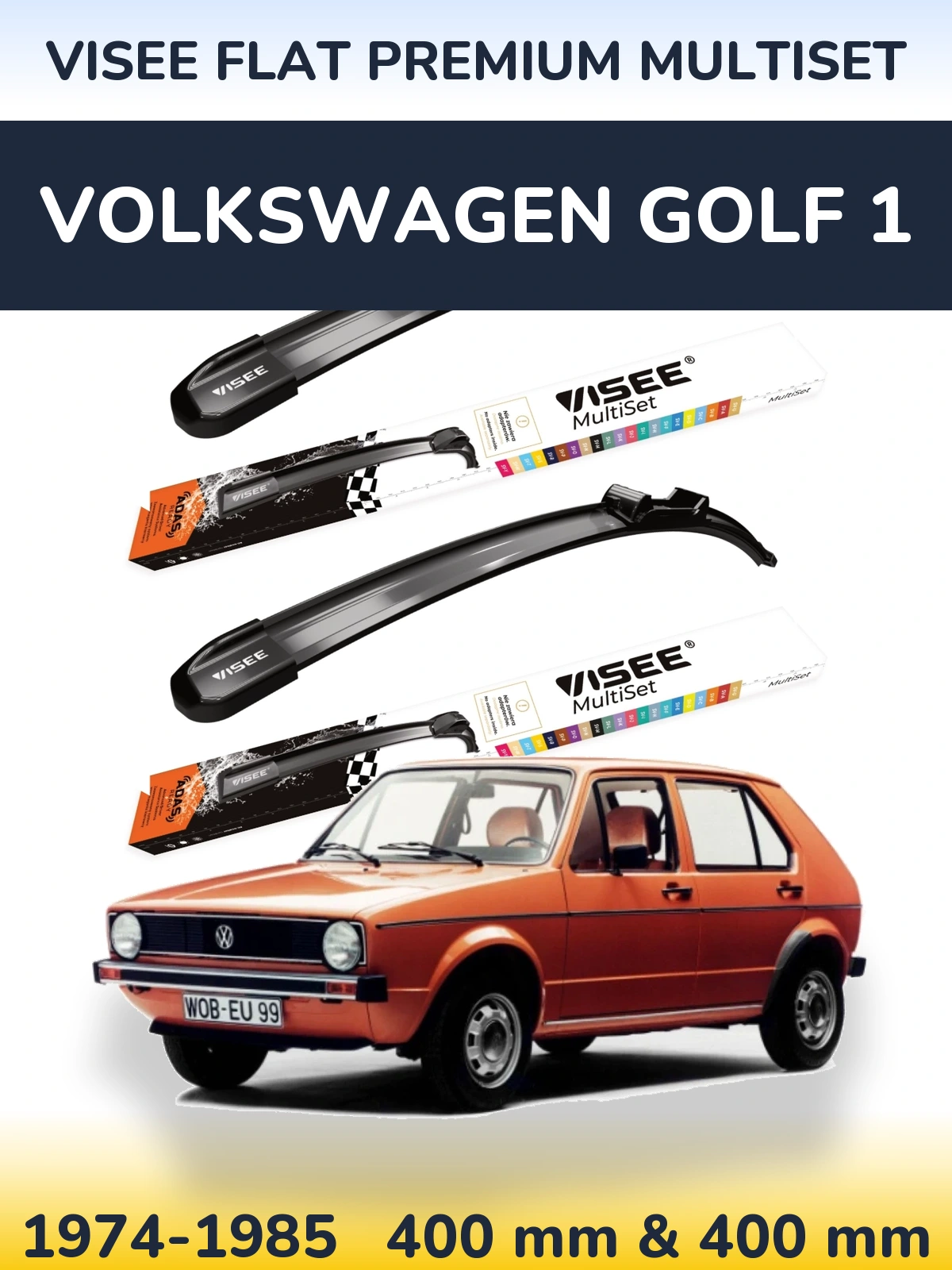 Torkarblad VISEE FLAT PREMIUM MultiSet för Volkswagen Golf 1