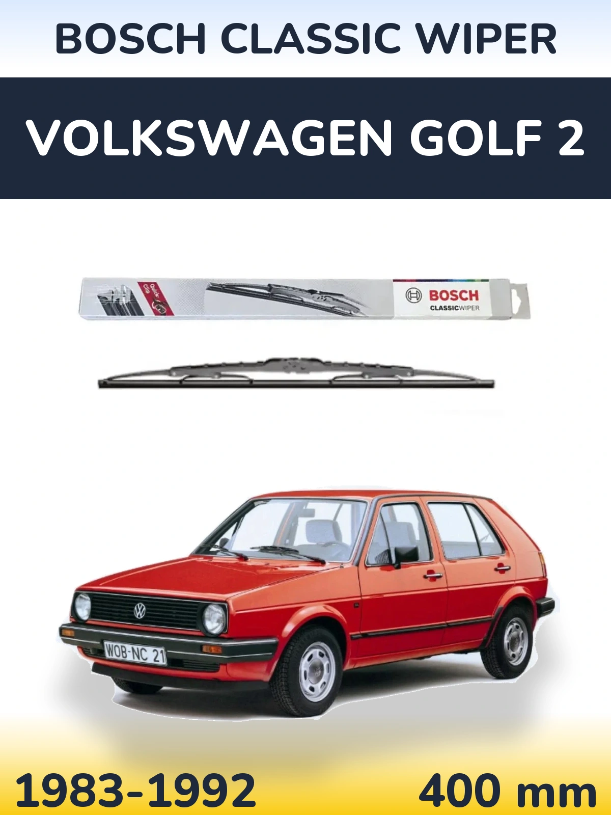 Задний дворник BOSCH Classic Wiper 400 мм для Volkswagen Golf 2 1983-1992
