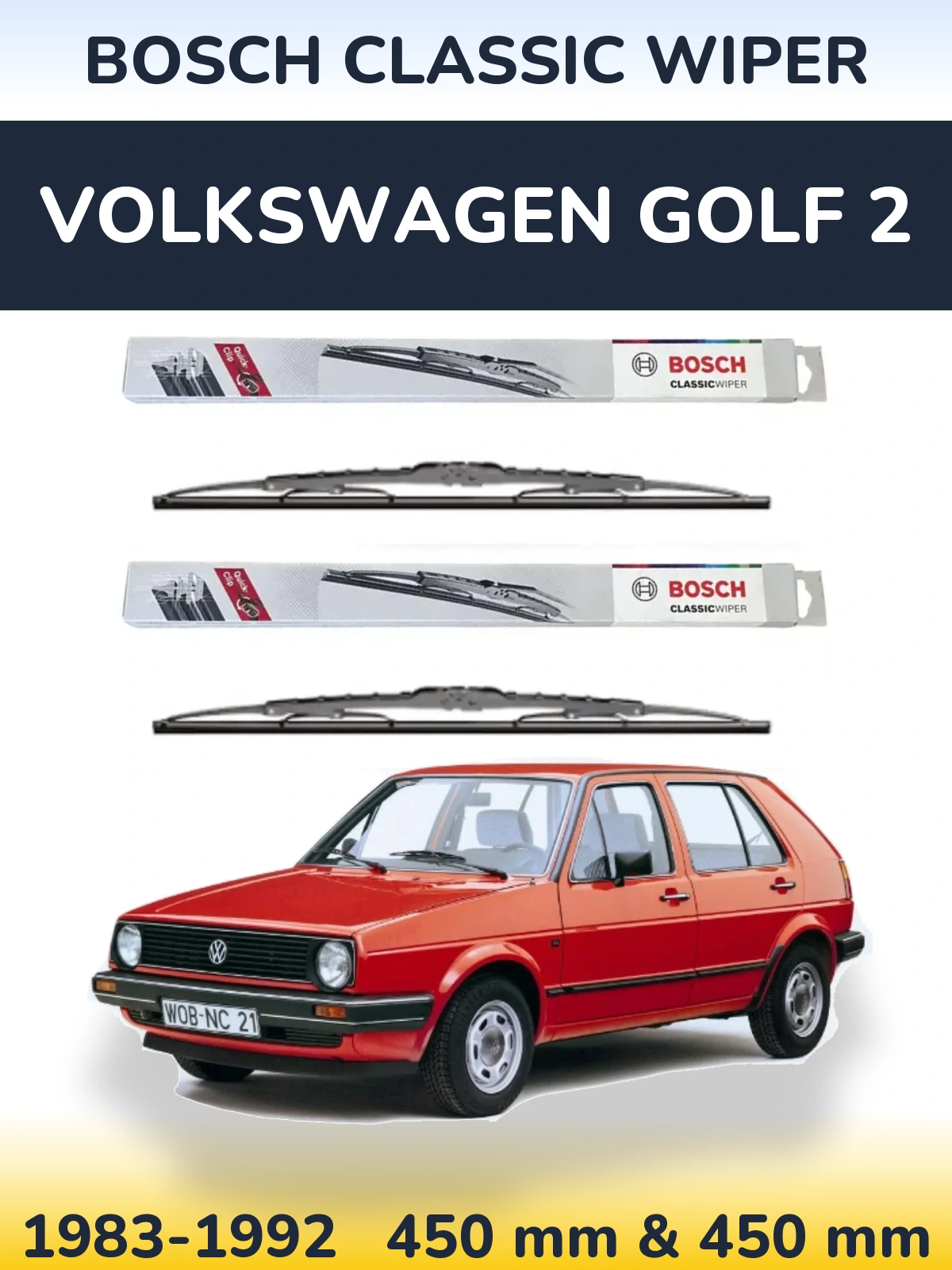Torkarblad BOSCH Classic Wiper för Volkswagen Golf 2