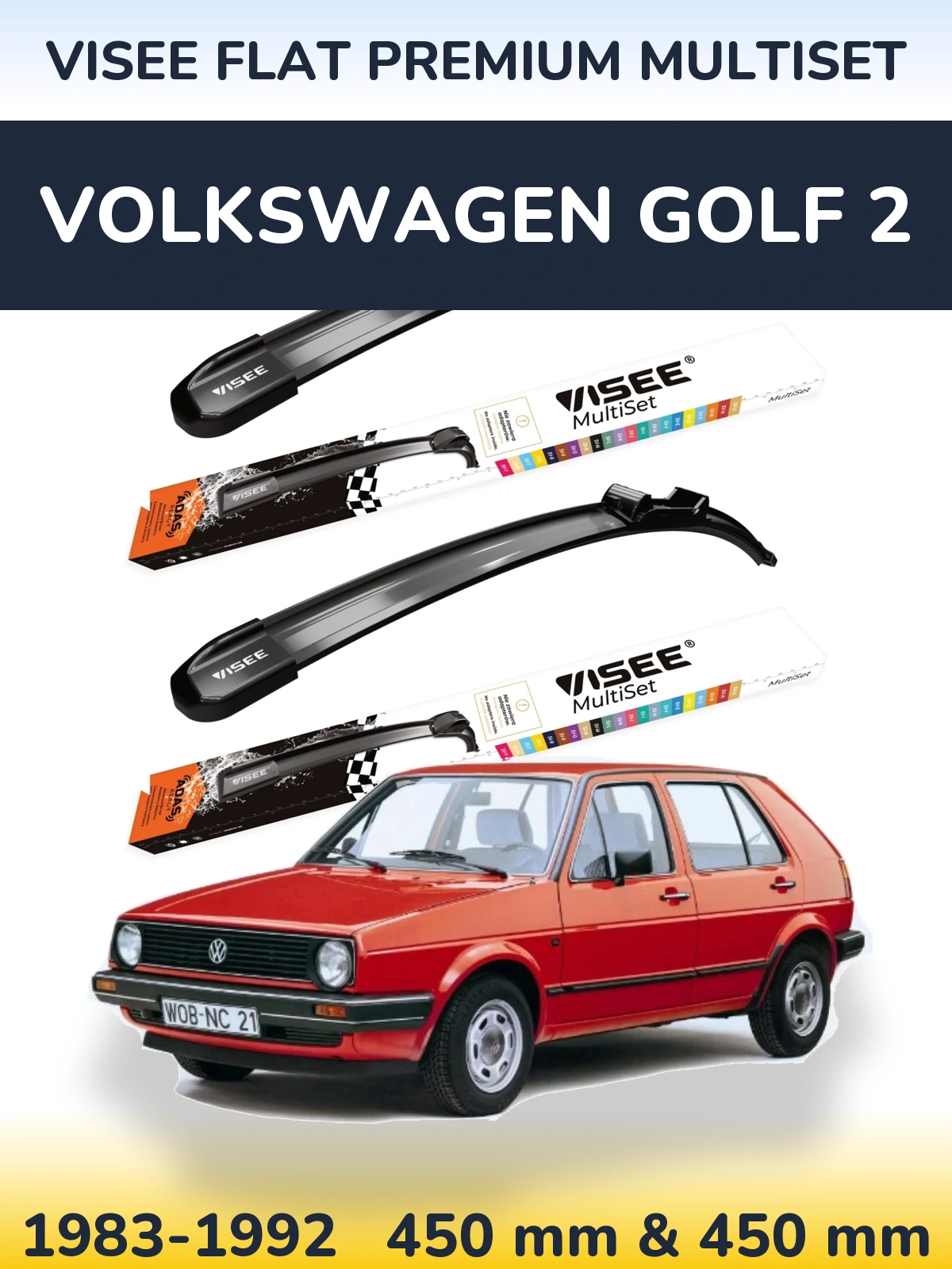 Torkarblad VISEE FLAT PREMIUM MultiSet för Volkswagen Golf 2