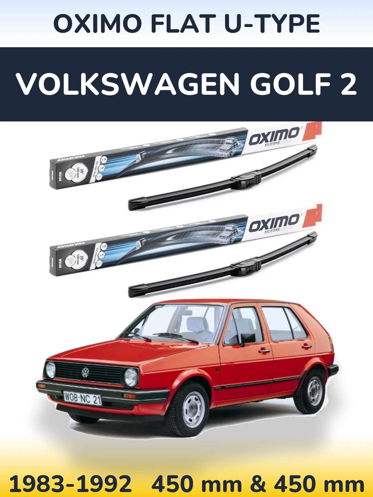 Torkarblad Oximo Flat U-type för Volkswagen Golf 2