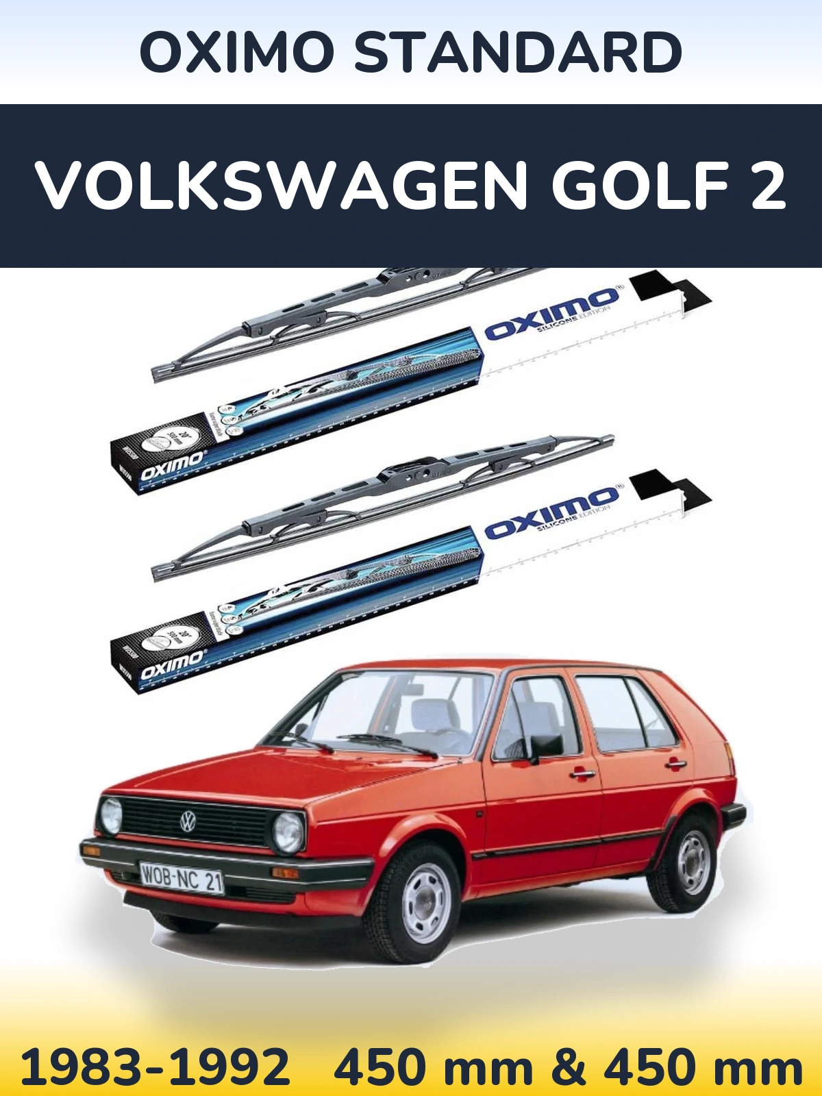 Комплект передних дворников Oximo Standard 450 & 450 мм для Volkswagen Golf 2 1983-1992