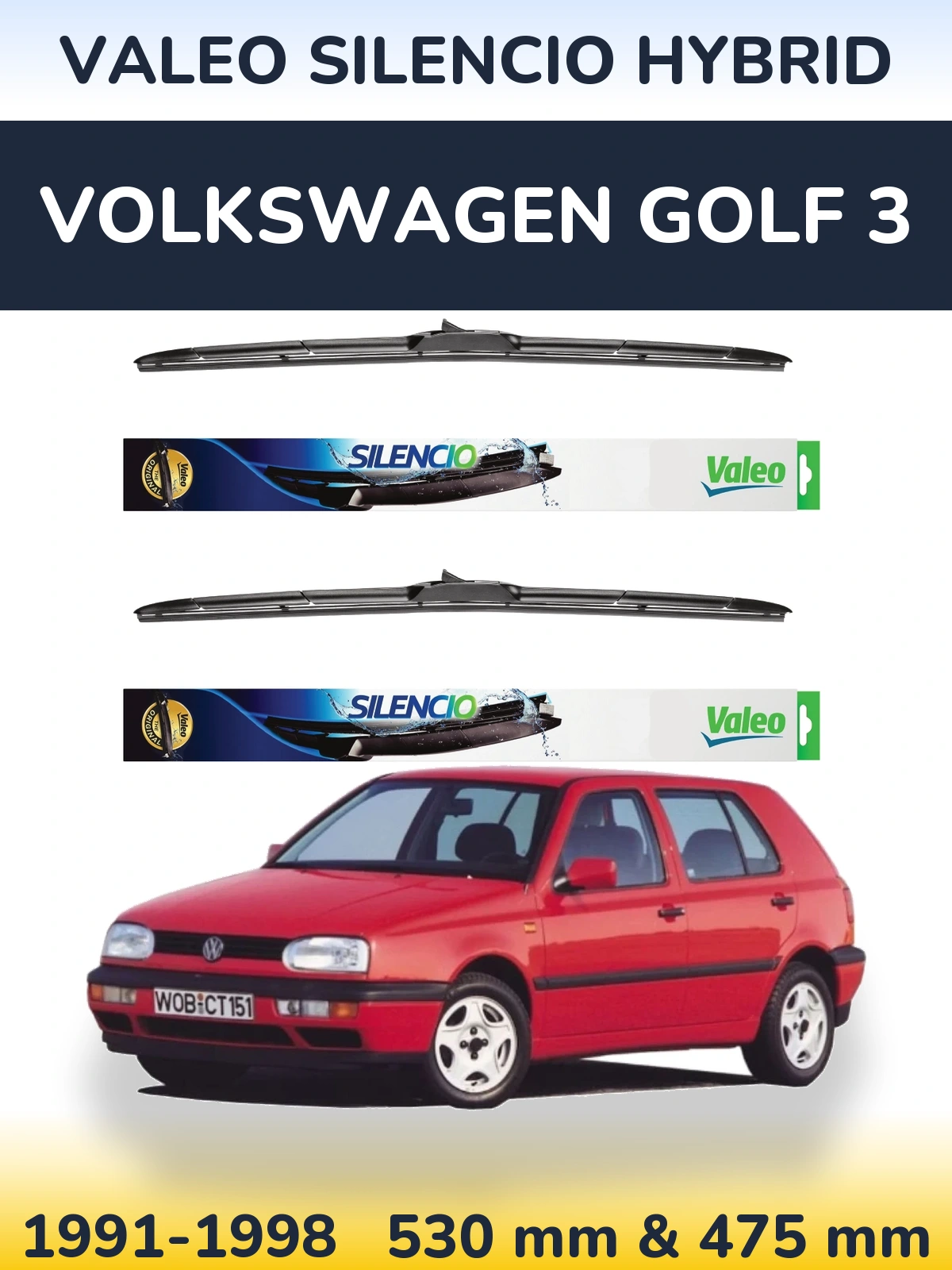 Torkarblad Valeo Silencio Hybrid för Volkswagen Golf 3