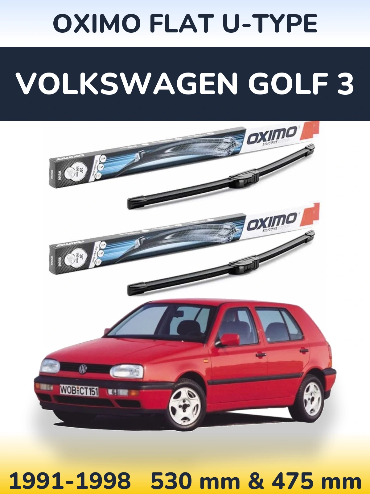 Torkarblad Oximo Flat U-type för Volkswagen Golf 3