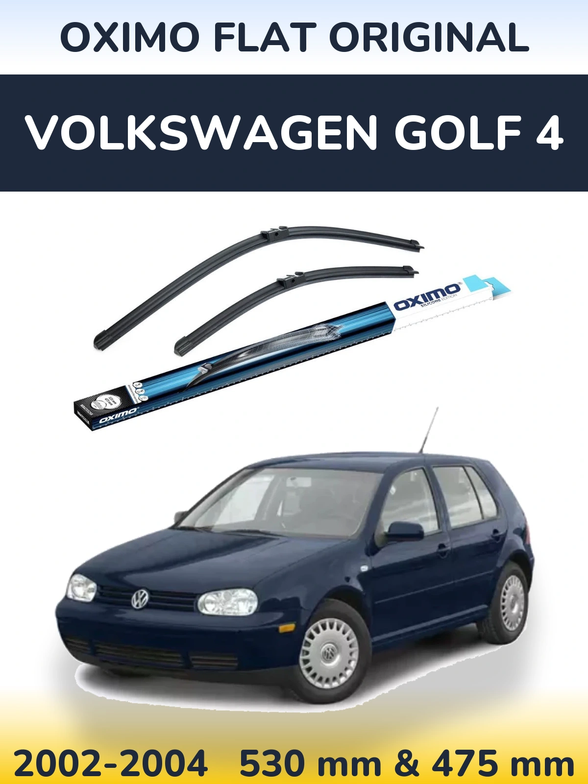 Комплект передних дворников Oximo Flat Original 530 & 475 мм для Volkswagen Golf 4 2002-2004
