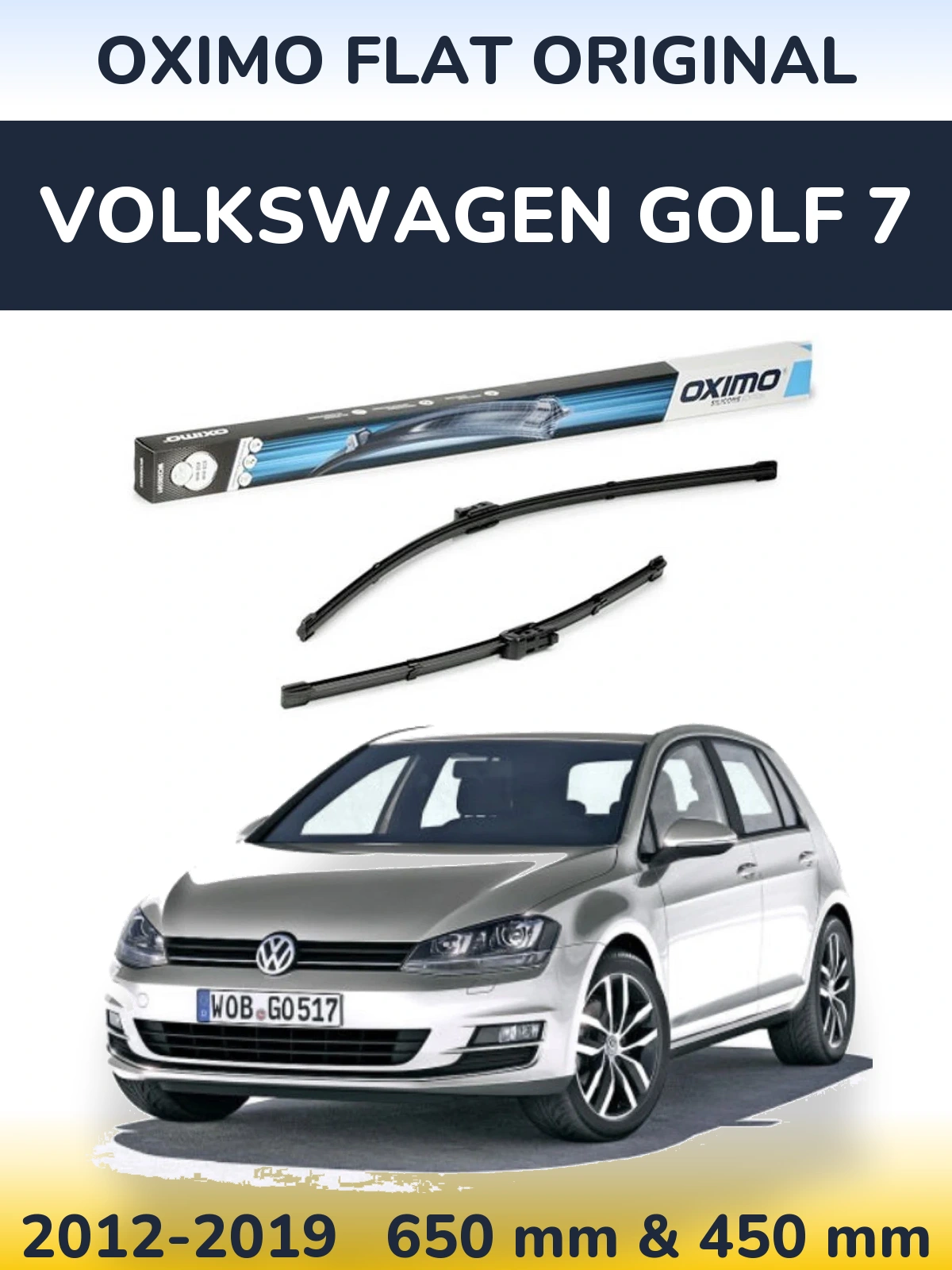 Комплект передніх щіток Oximo Flat Original 650 & 450 мм для Volkswagen Golf 7 2012-2019