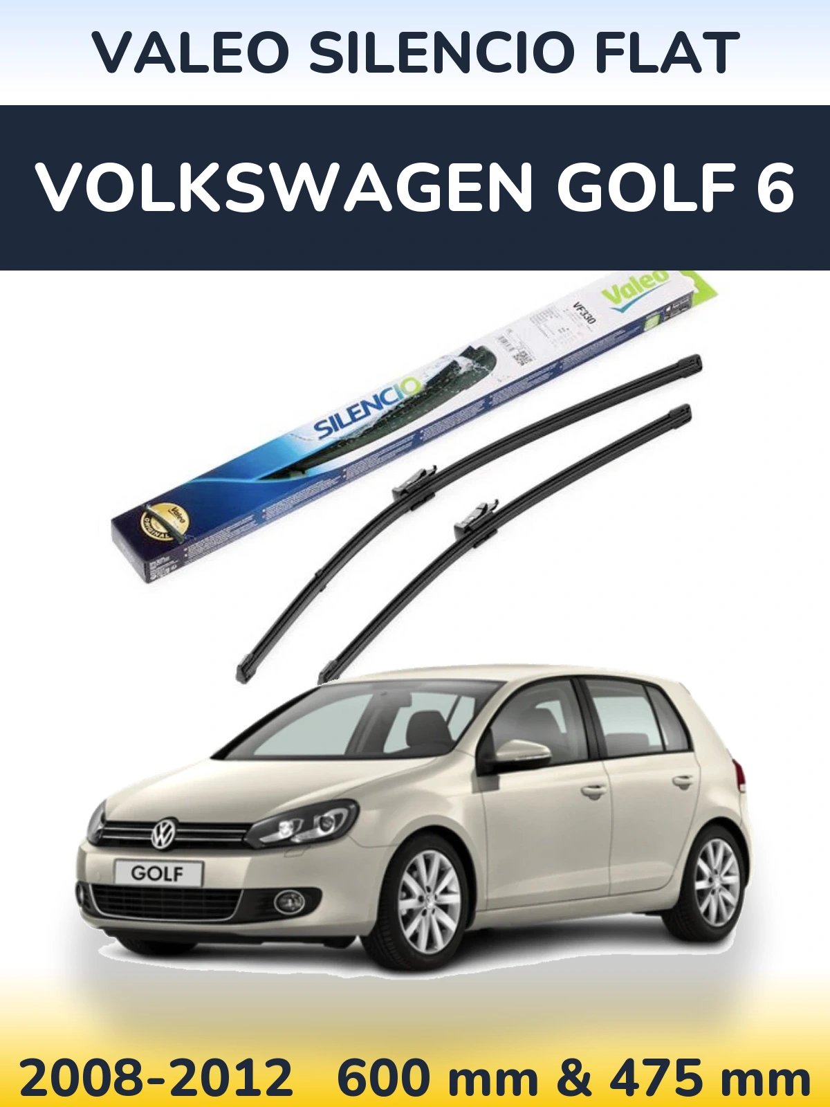 Torkarblad Valeo Silencio Flat för Volkswagen Golf 6