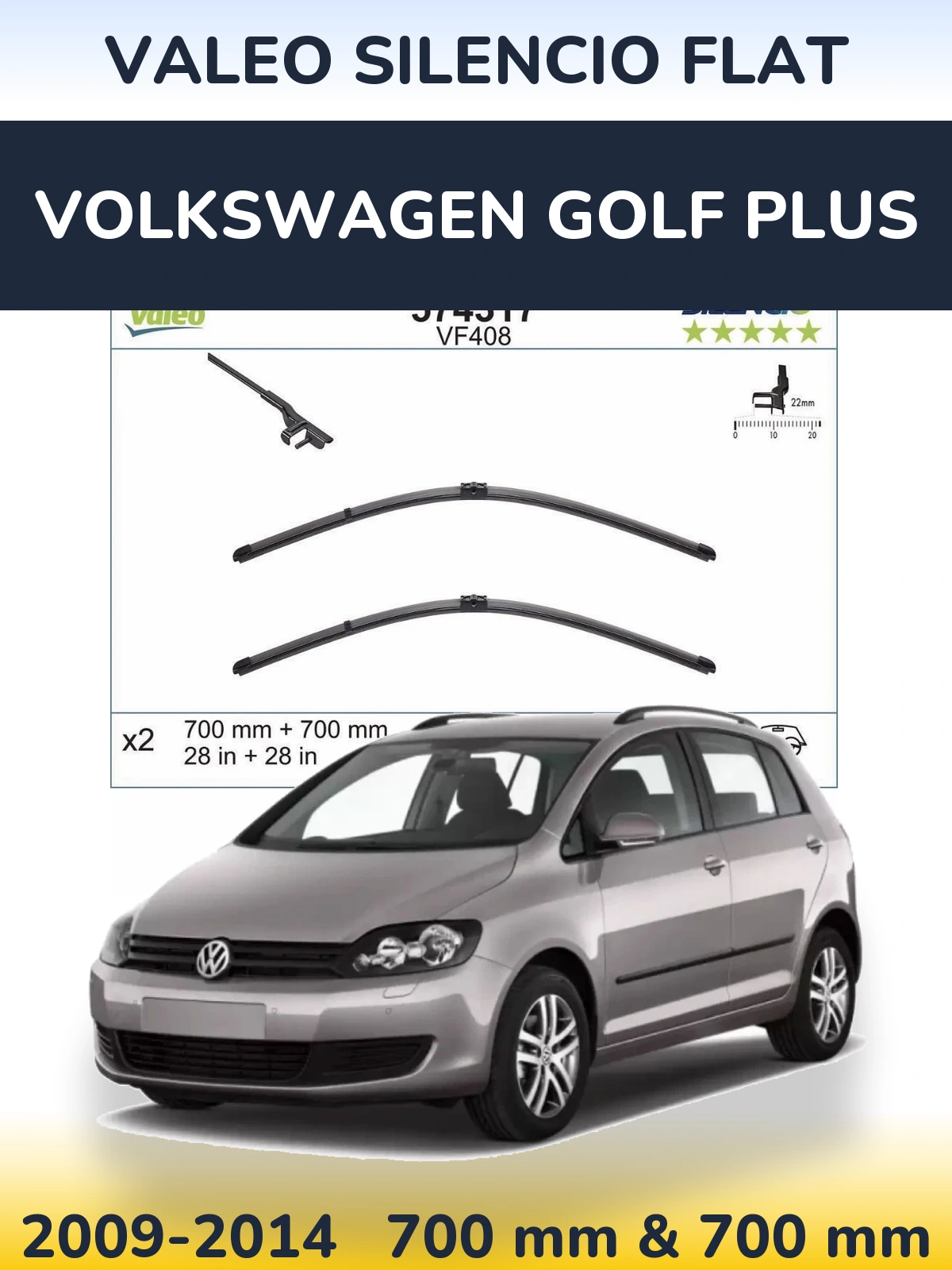 Torkarblad Valeo Silencio Flat för Volkswagen Golf Plus