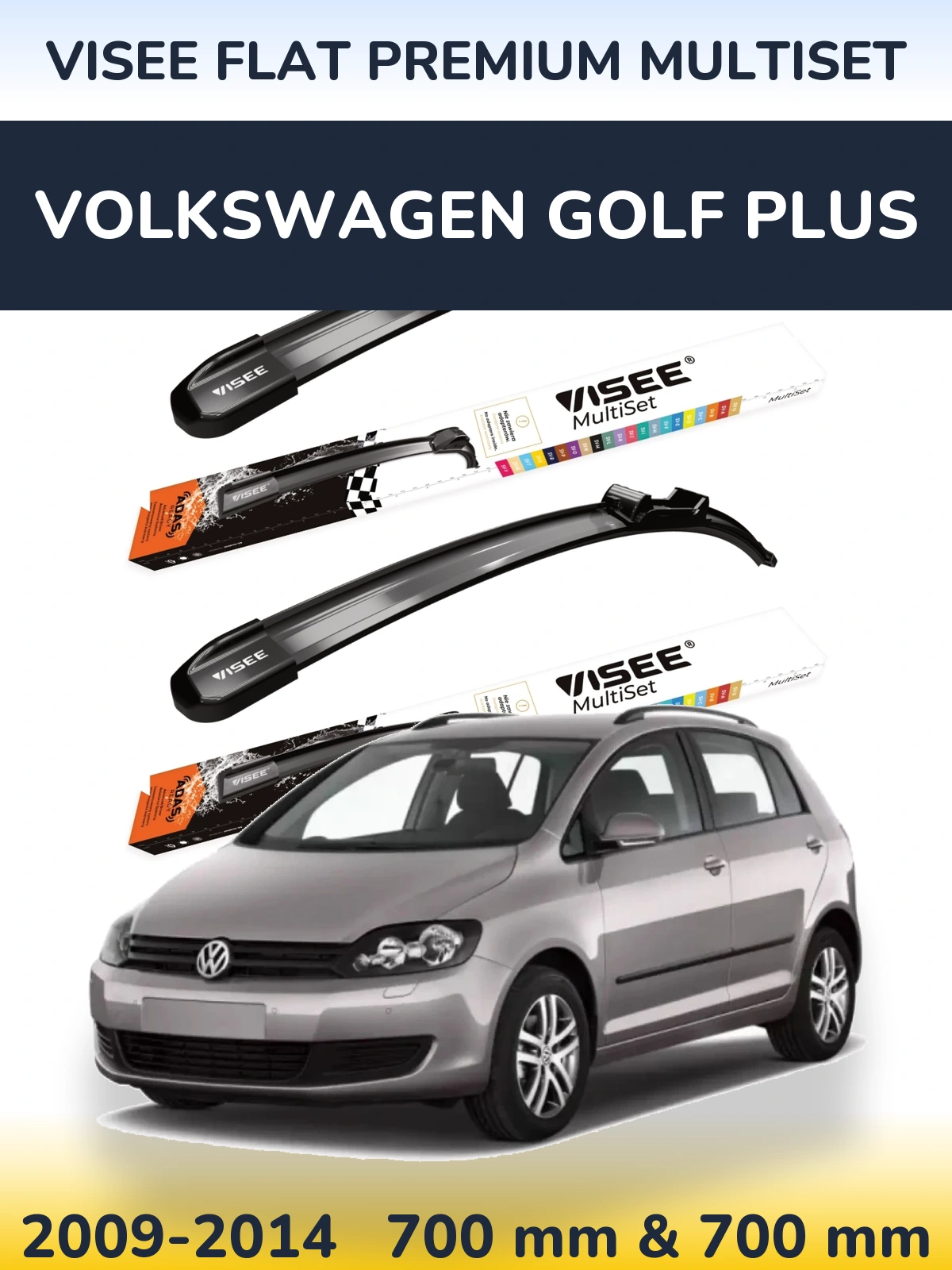 Torkarblad VISEE FLAT PREMIUM MultiSet för Volkswagen Golf Plus