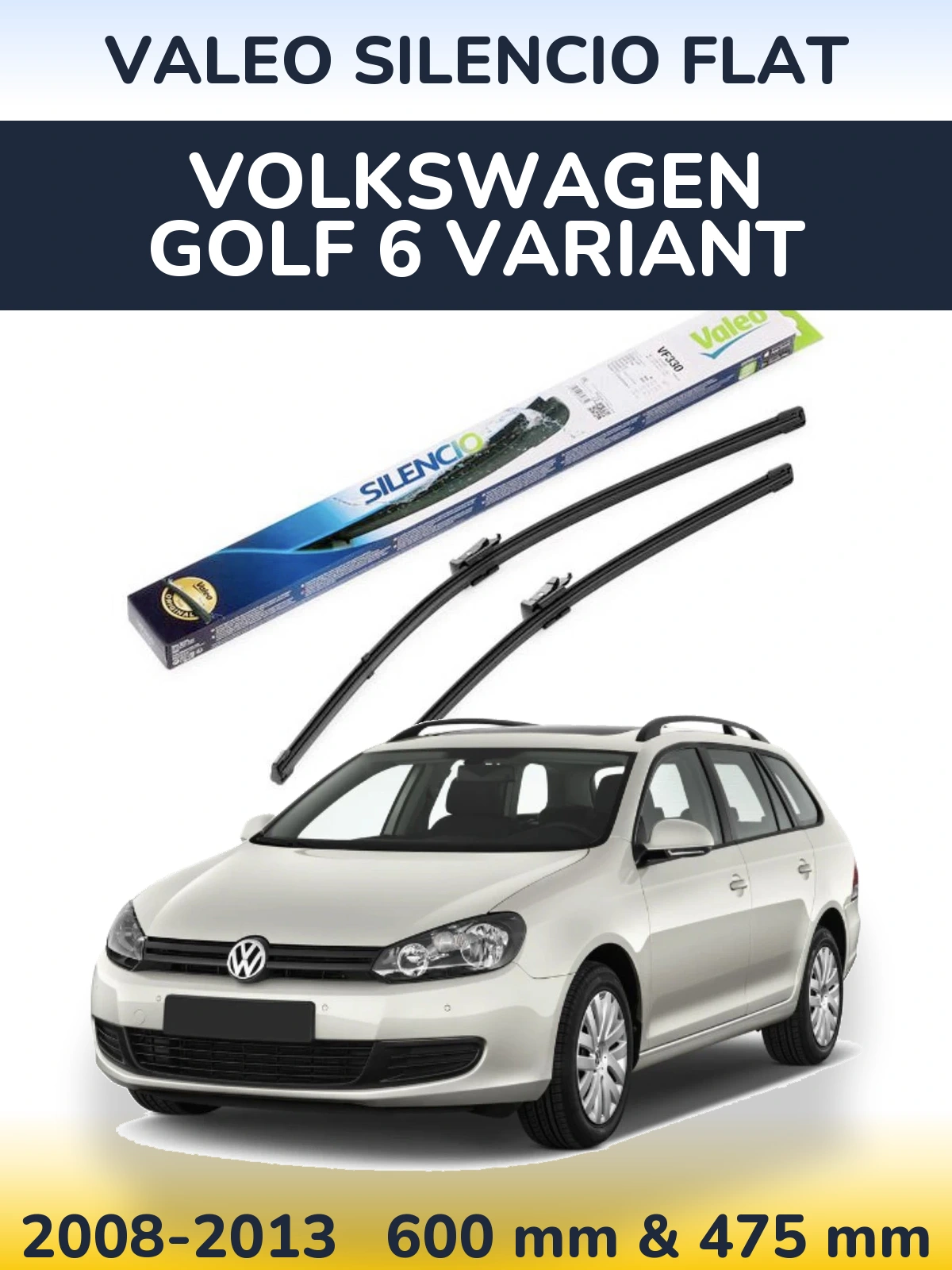 Torkarblad Valeo Silencio Flat för Volkswagen Golf 6 Variant