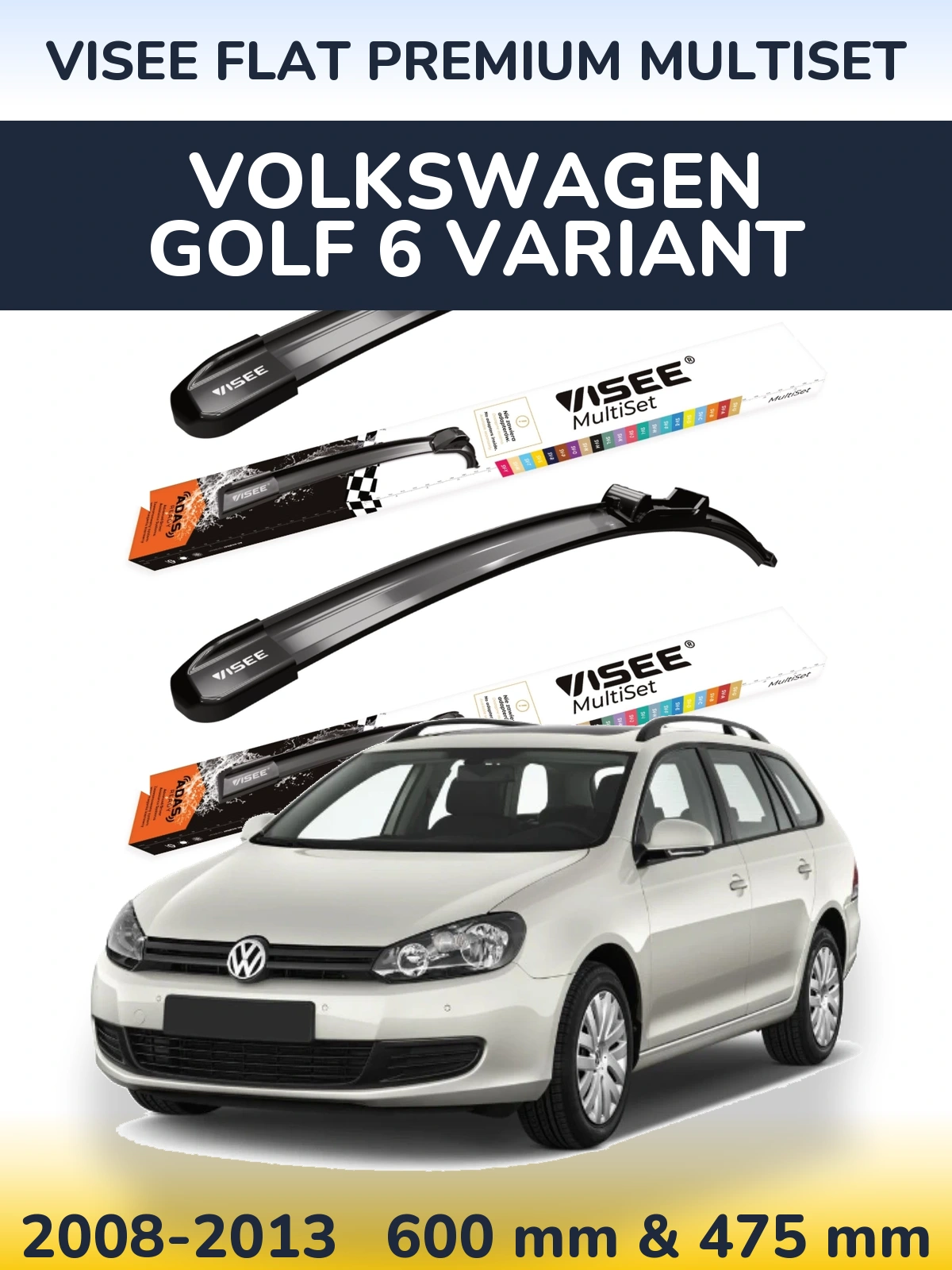 Torkarblad VISEE FLAT PREMIUM MultiSet för Volkswagen Golf 6 Variant