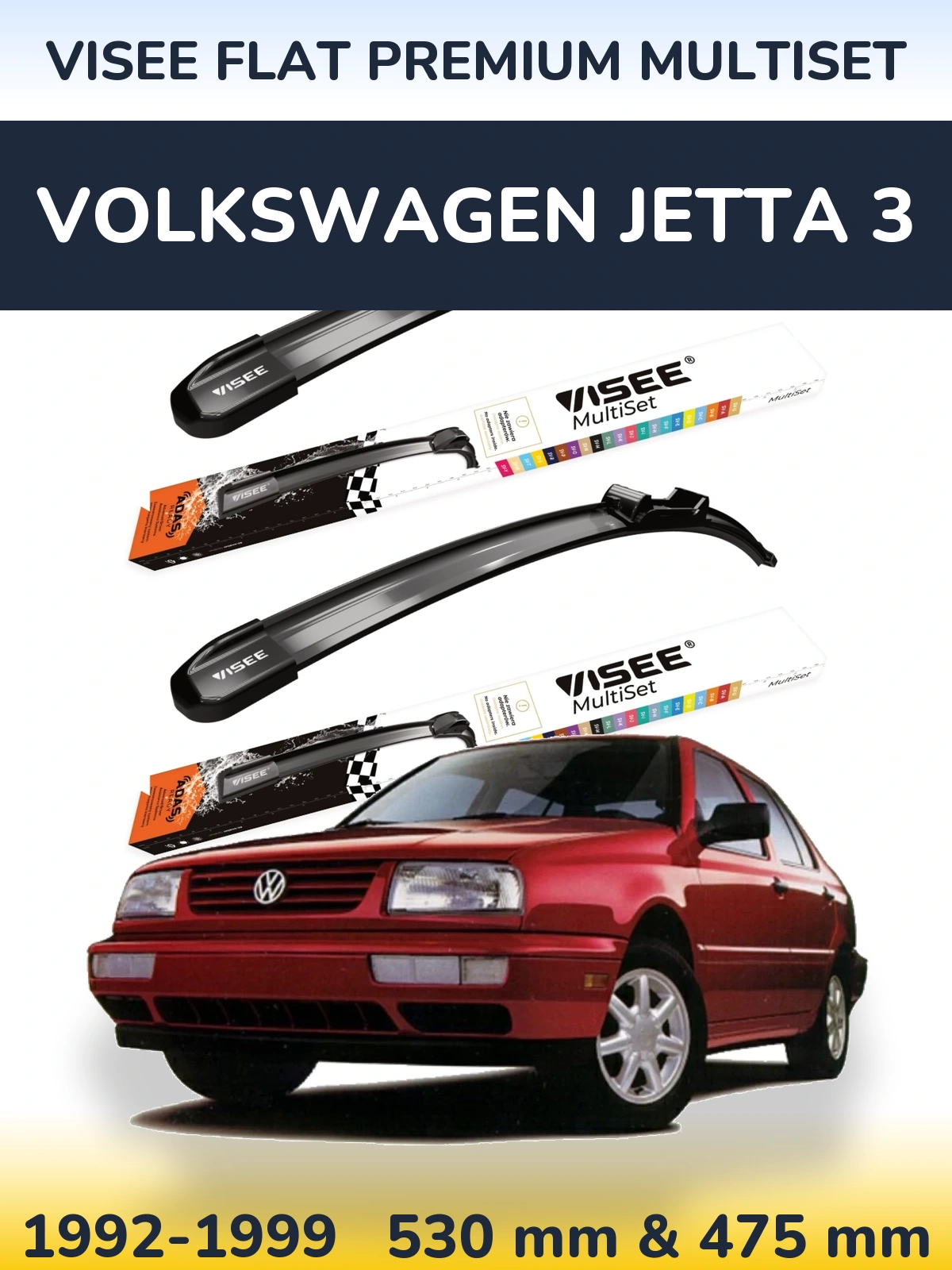 Torkarblad VISEE FLAT PREMIUM MultiSet för Volkswagen Jetta 3