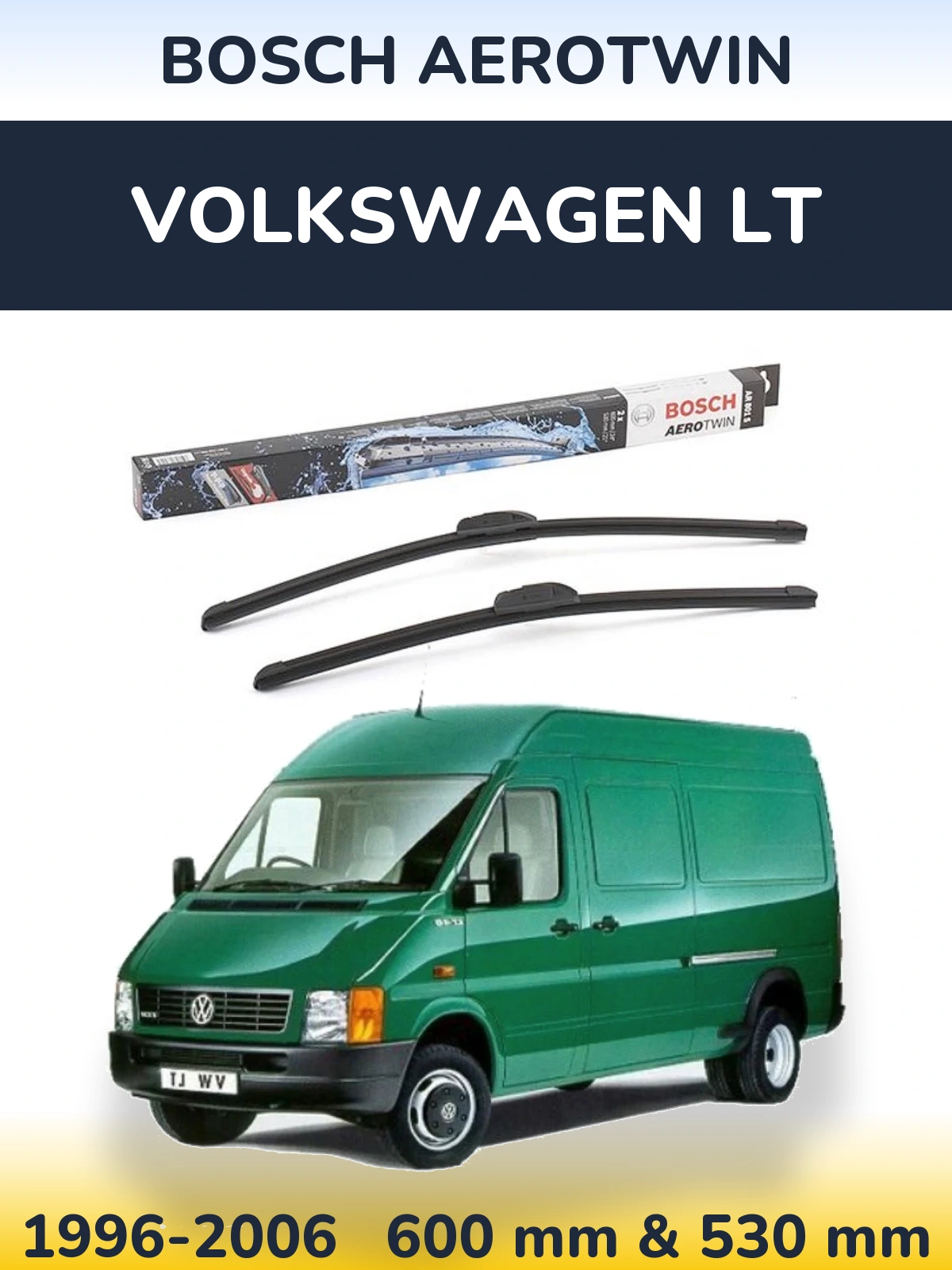 Комплект передних дворников BOSCH AeroTwin 600 & 530 мм для Volkswagen LT 1996-2006